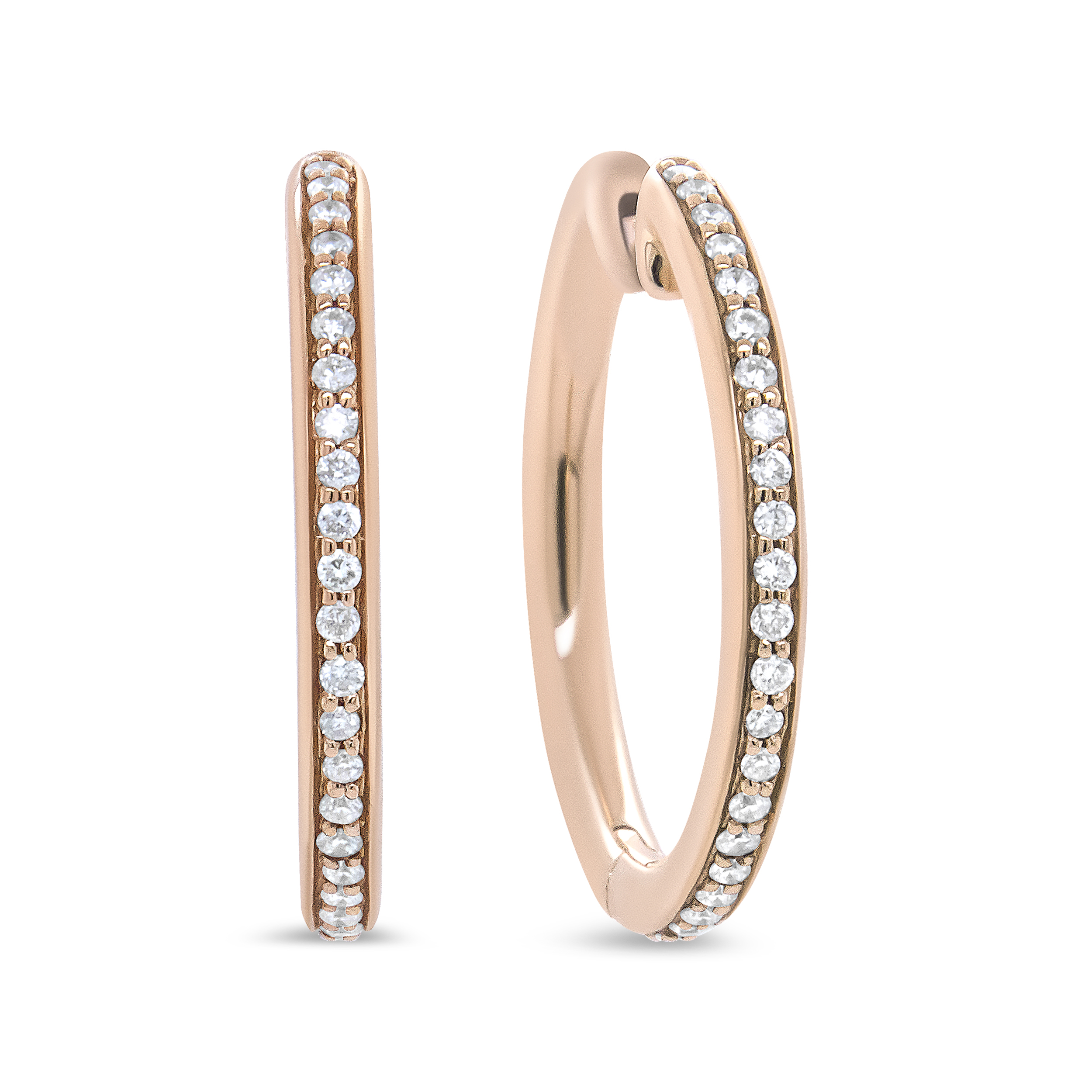 True 18K Rose Gold 1/5 Cttw Round Diamond Hoop Earrings (F-G Color, VS1-VS2 Clarity)