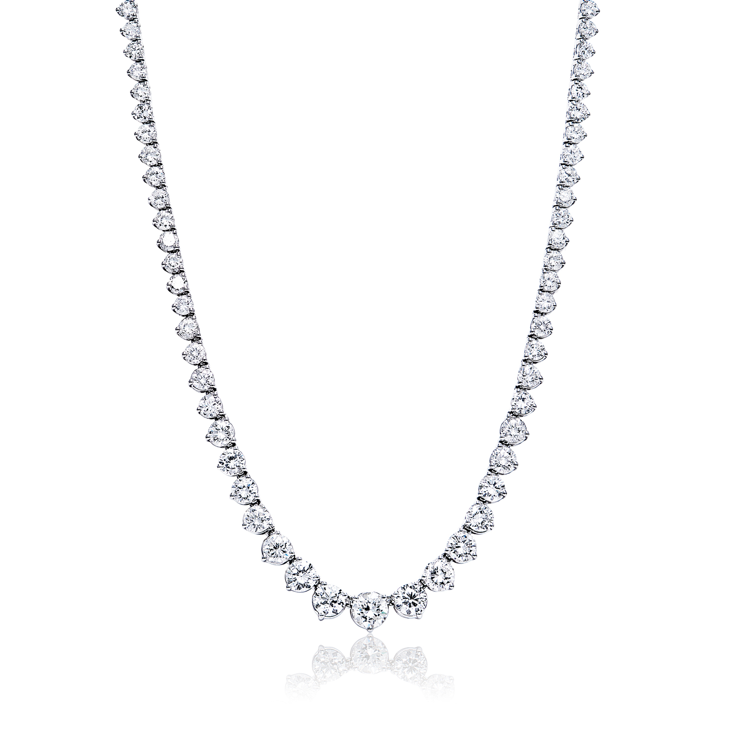 Elaine  Carat Round Brilliant Diamond Necklace in 14 Karat White Gold For Ladies