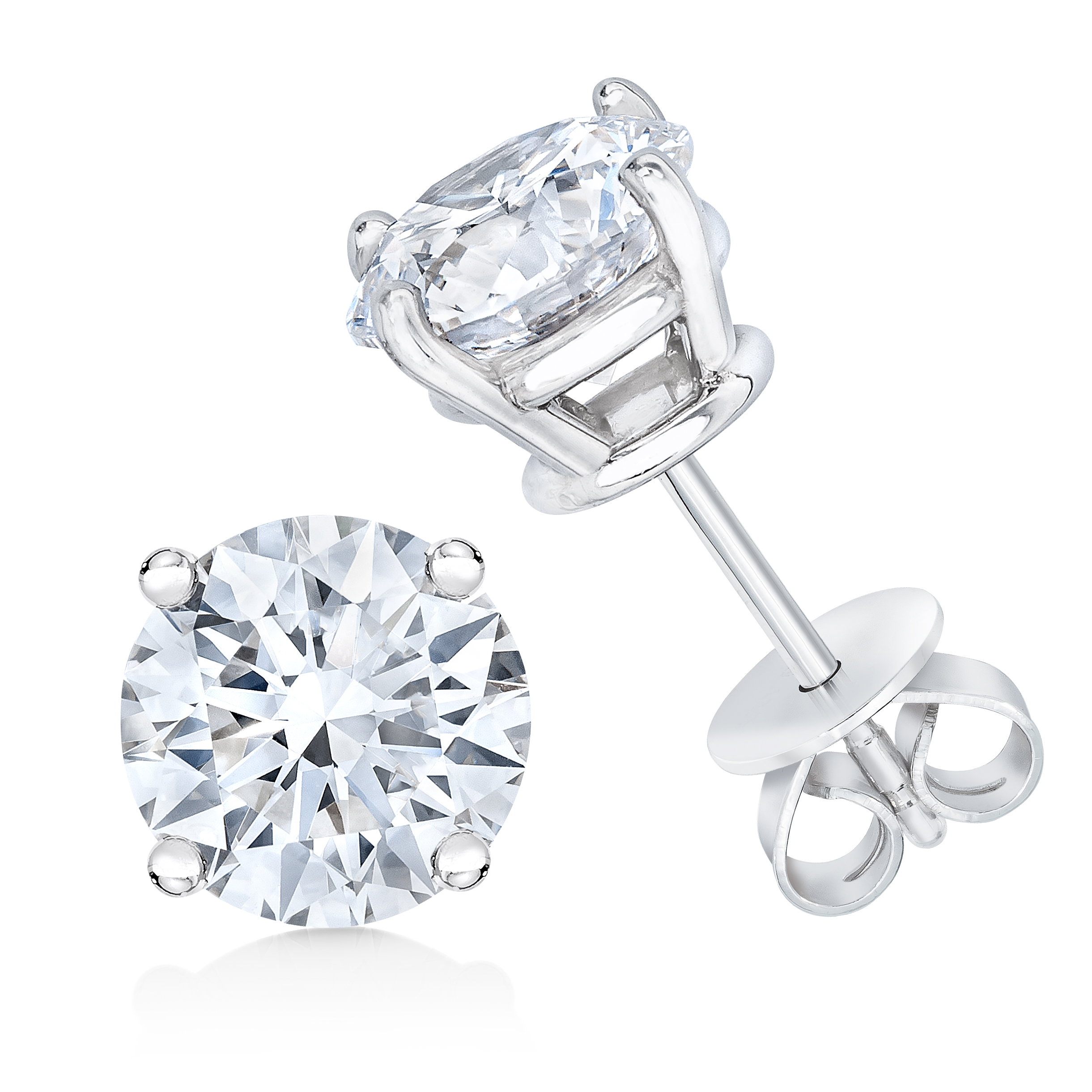 True AGS Certified 14K White Gold 1.0 Cttw 4-Prong Set Brilliant Round-Cut Solitaire Diamond Push Back Stud Earrings (H-I Color, SI2-I1 Clarity)
