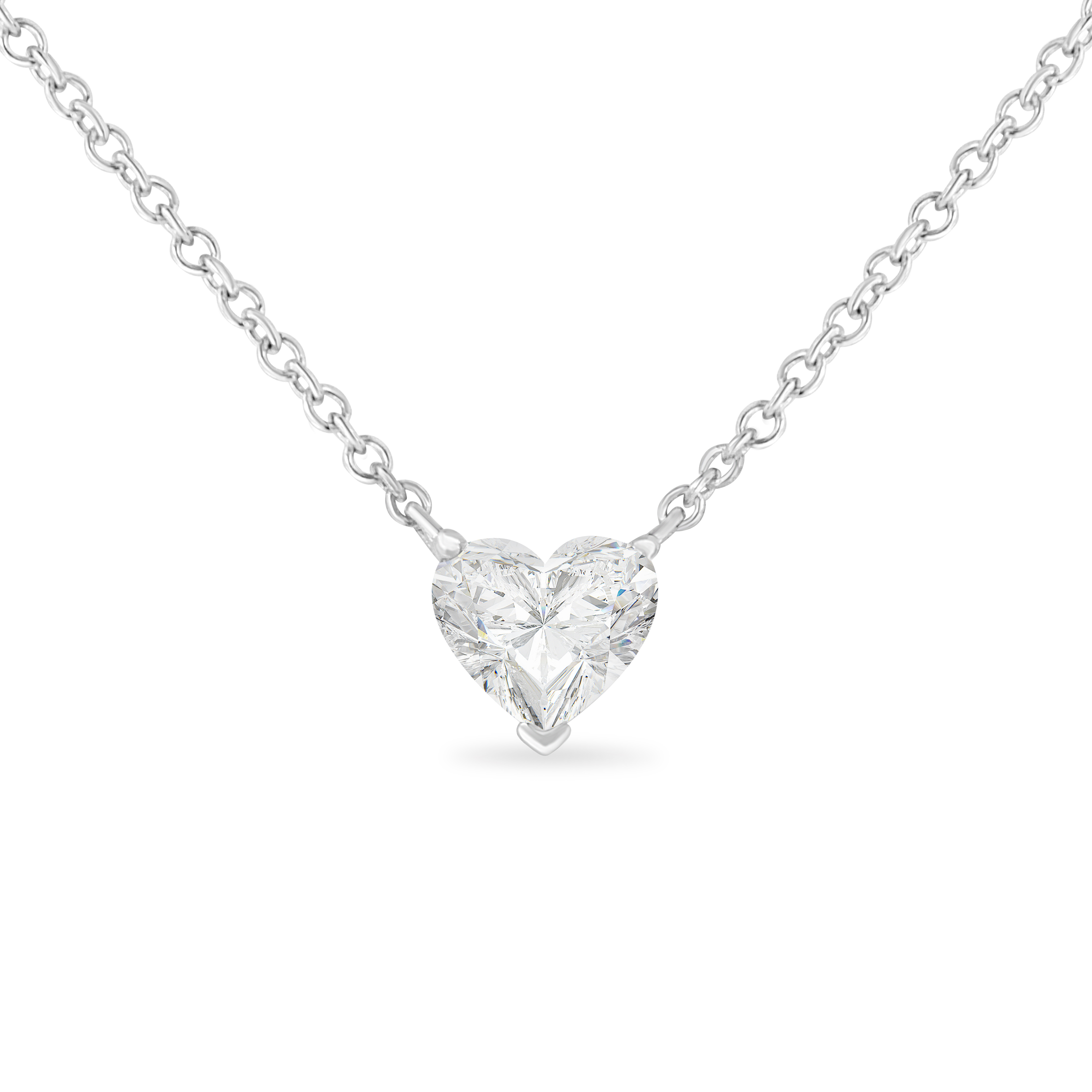 14k White Gold 1/4 Cttw Lab Grown Heart Shape Diamond Solitaire 18" Pendant Necklace (E-F Color, SI1-SI2 Clarity)