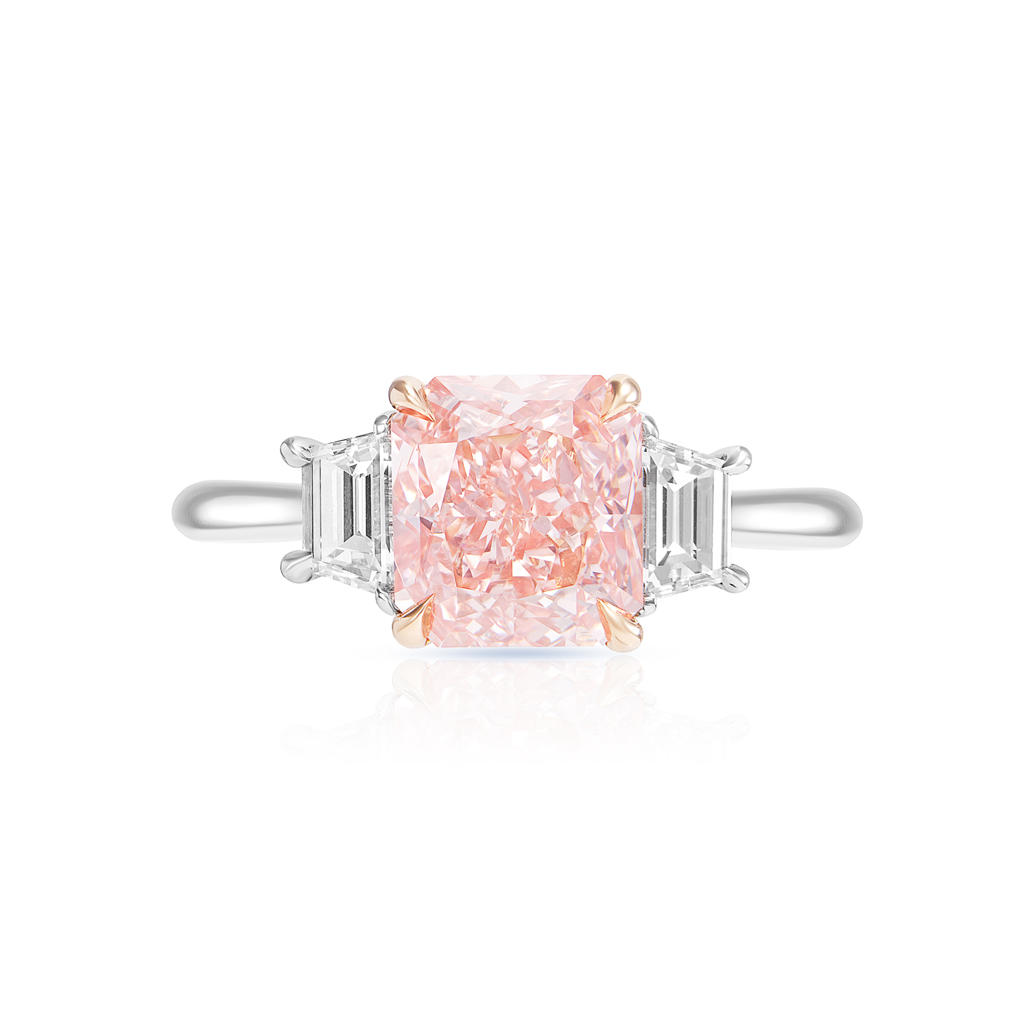 Alaia 3 Carats Cushion Cut Earth Mined Fancy Vivid Pink Diamond Engagement Ring in Platinum. GIA