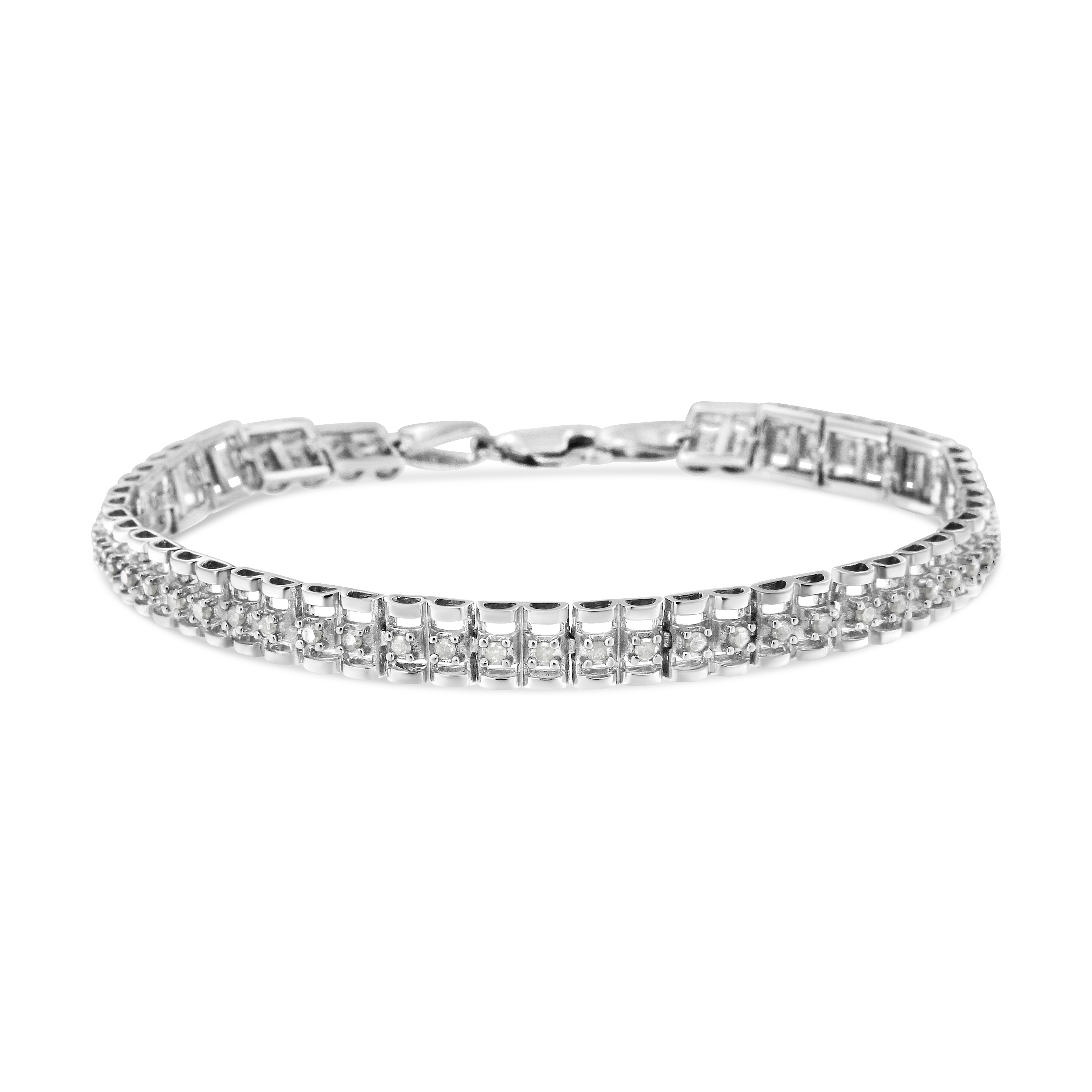 True .925 Sterling Silver 1/2 Cttw Diamond Double-Link 7" Tennis Bracelet (I-J Color, I3 claritys
)