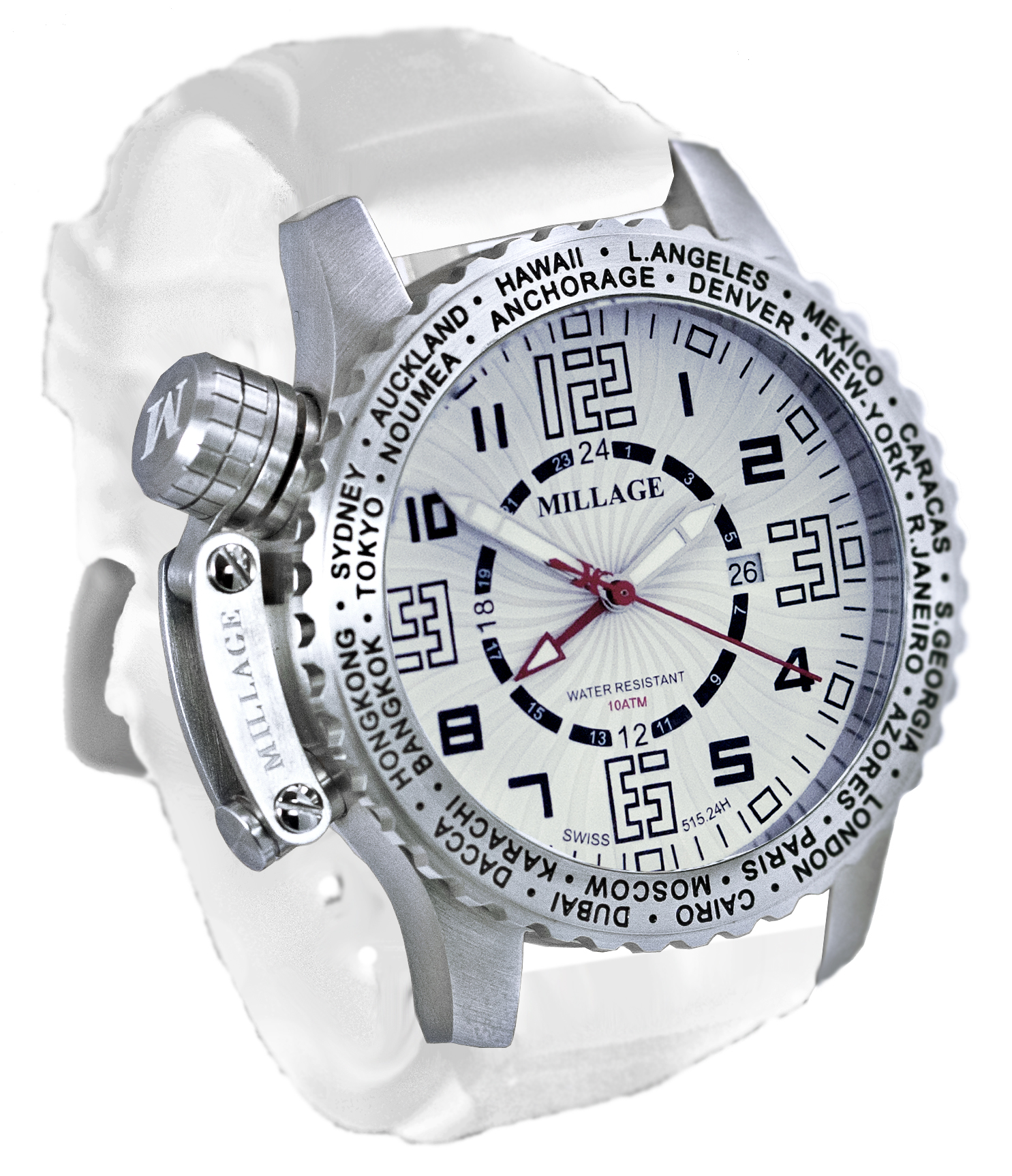 M3726LS-WHITE-WHITE / BLACK/MILLAGE WATCHES