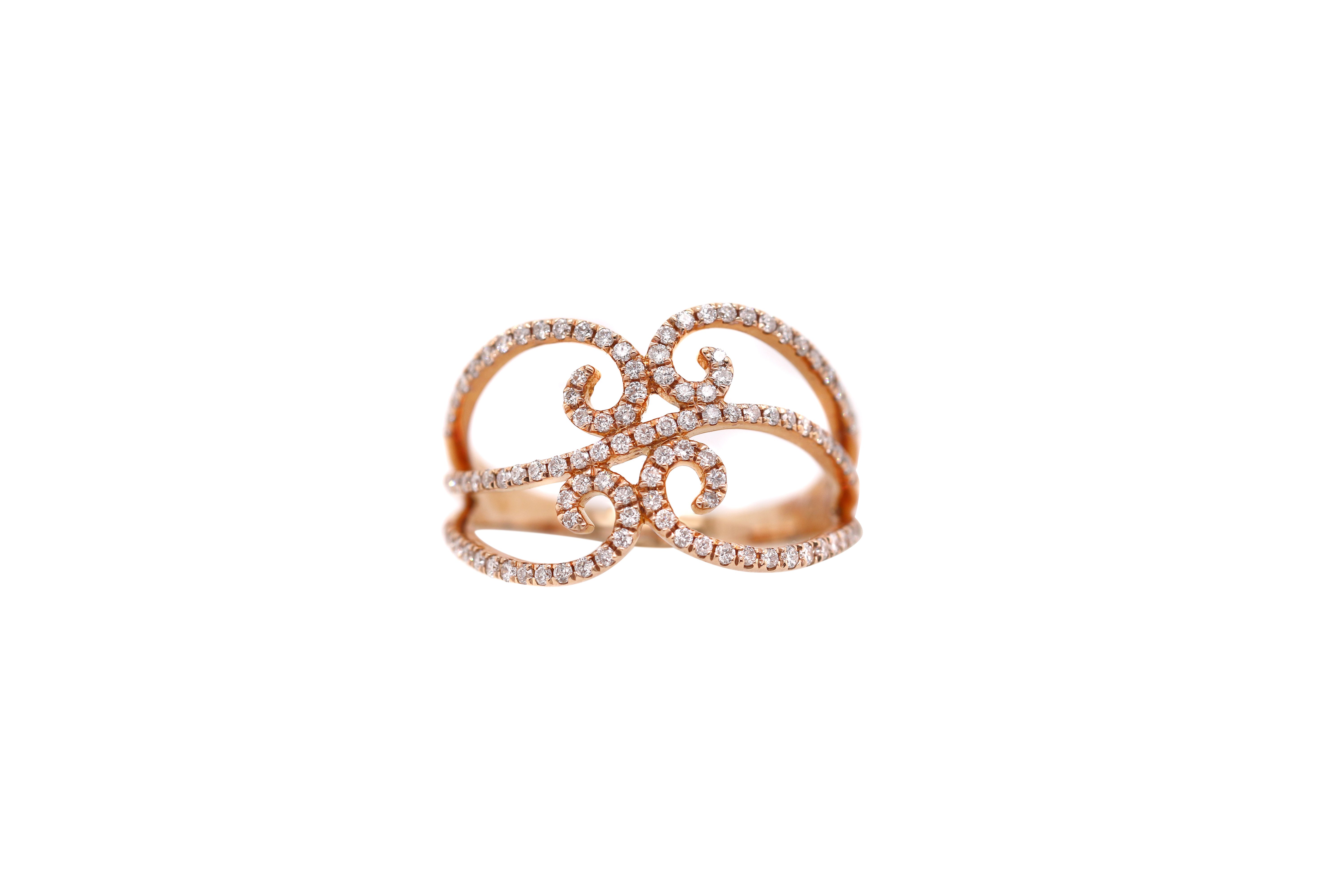 18k Rose Gold Diamond Swirl Ring