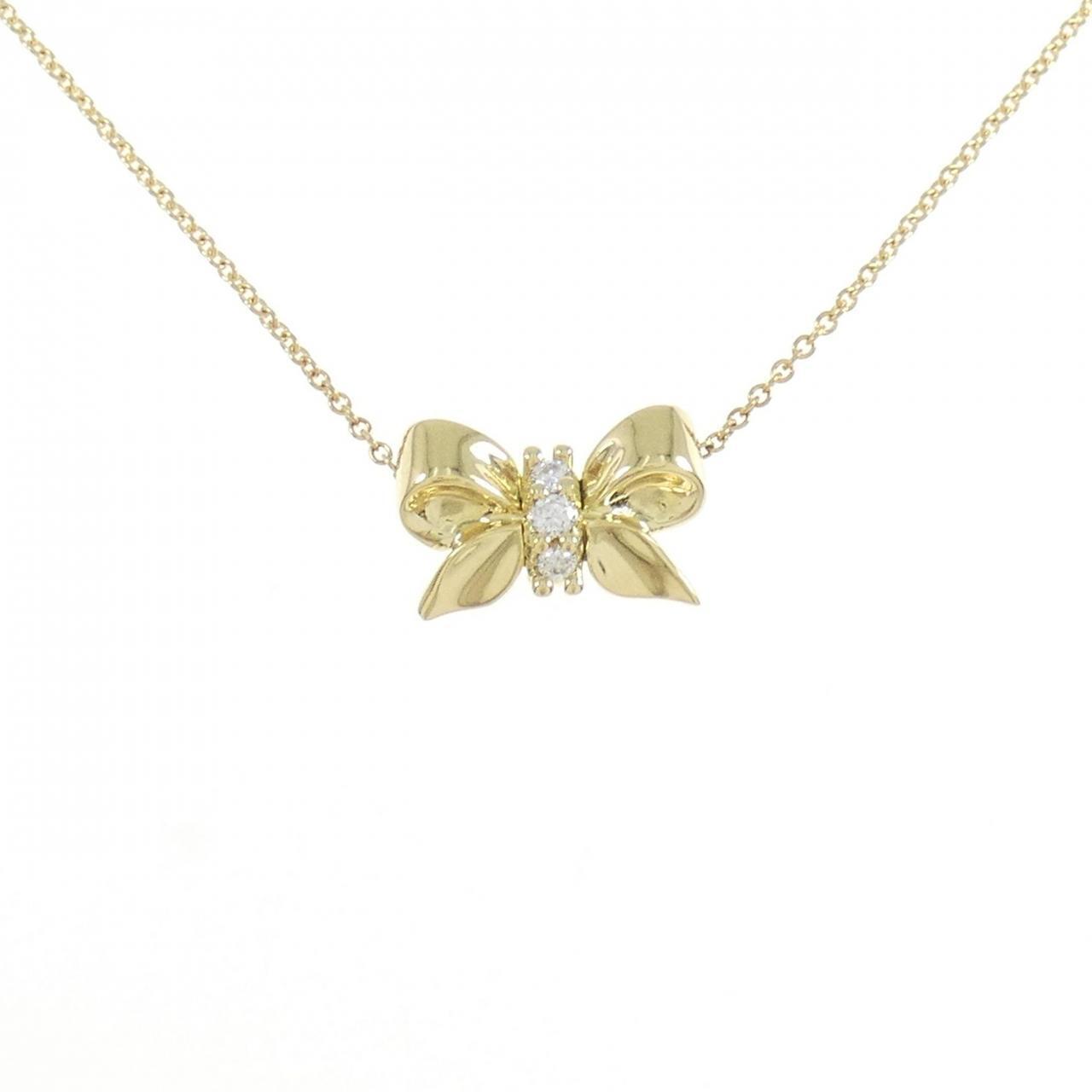 Tiffany & Co 18K Yellow Gold Ribbon Diamond Necklace E1102