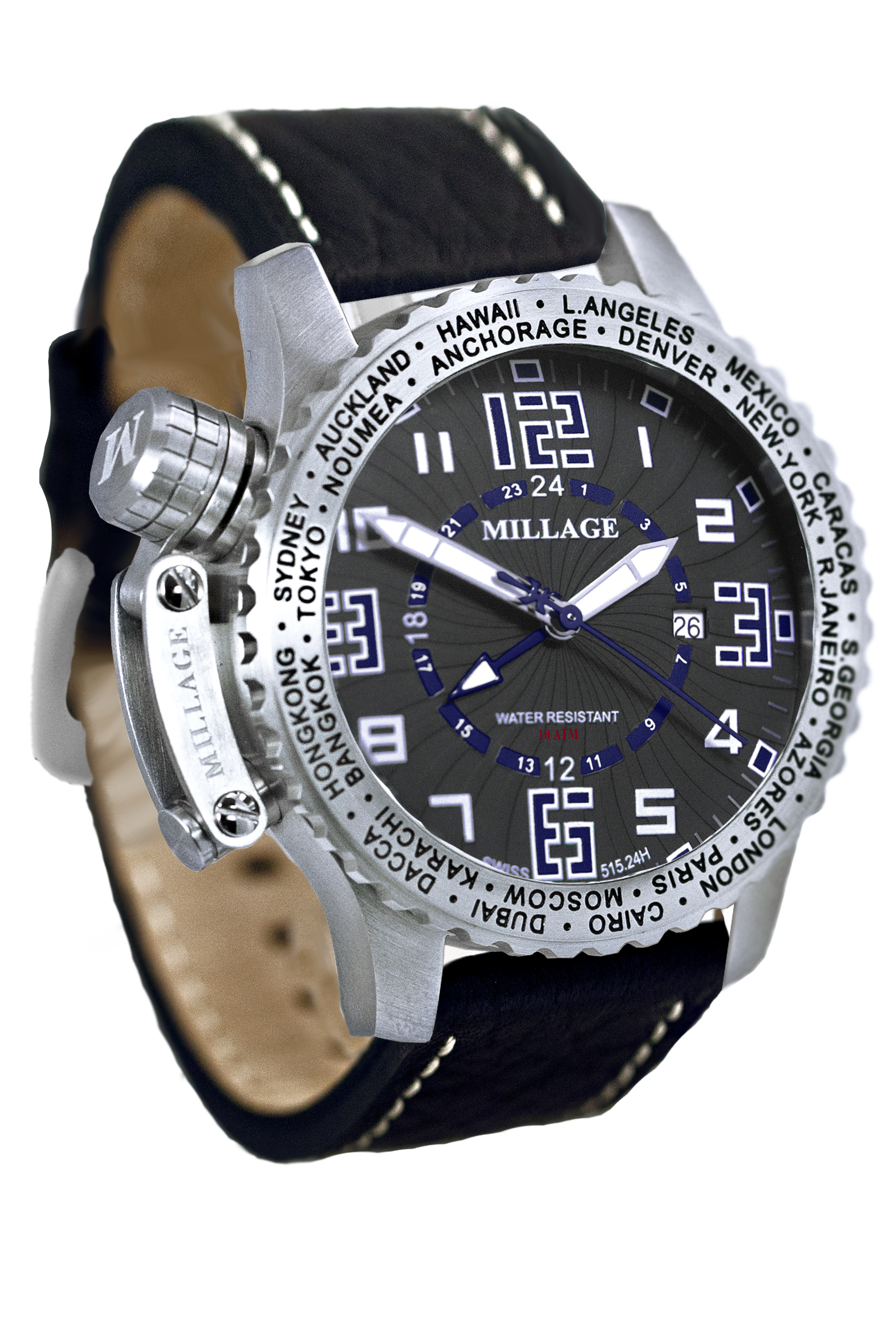 M3726LS-Black-Black/Blue/Millage Watches