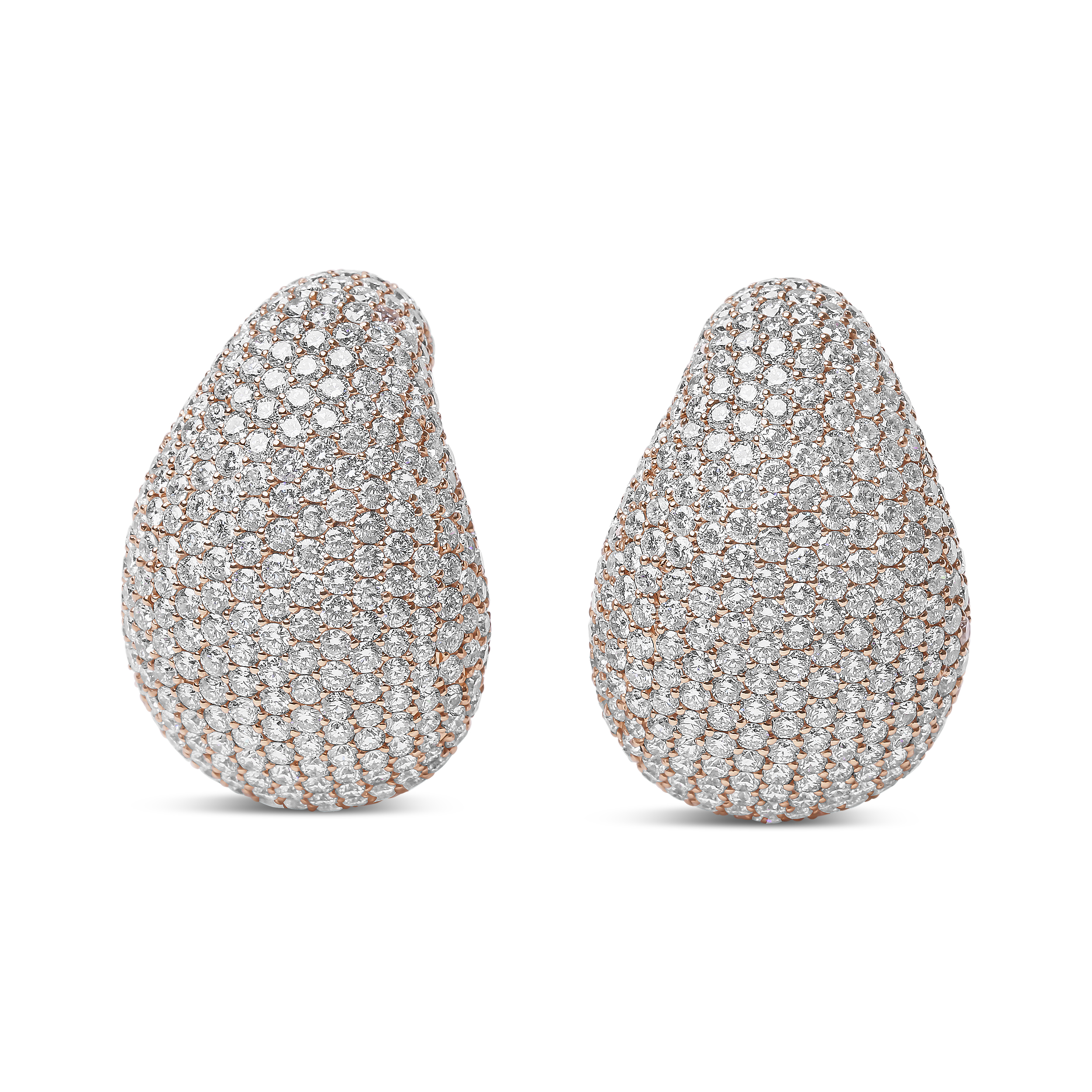 18K Rose Gold 13 1/5 Cttw Micro-Pave Diamond Sculptural Design Statement Stud Earrings (G-H Color, SI1-SI2 Clarity)