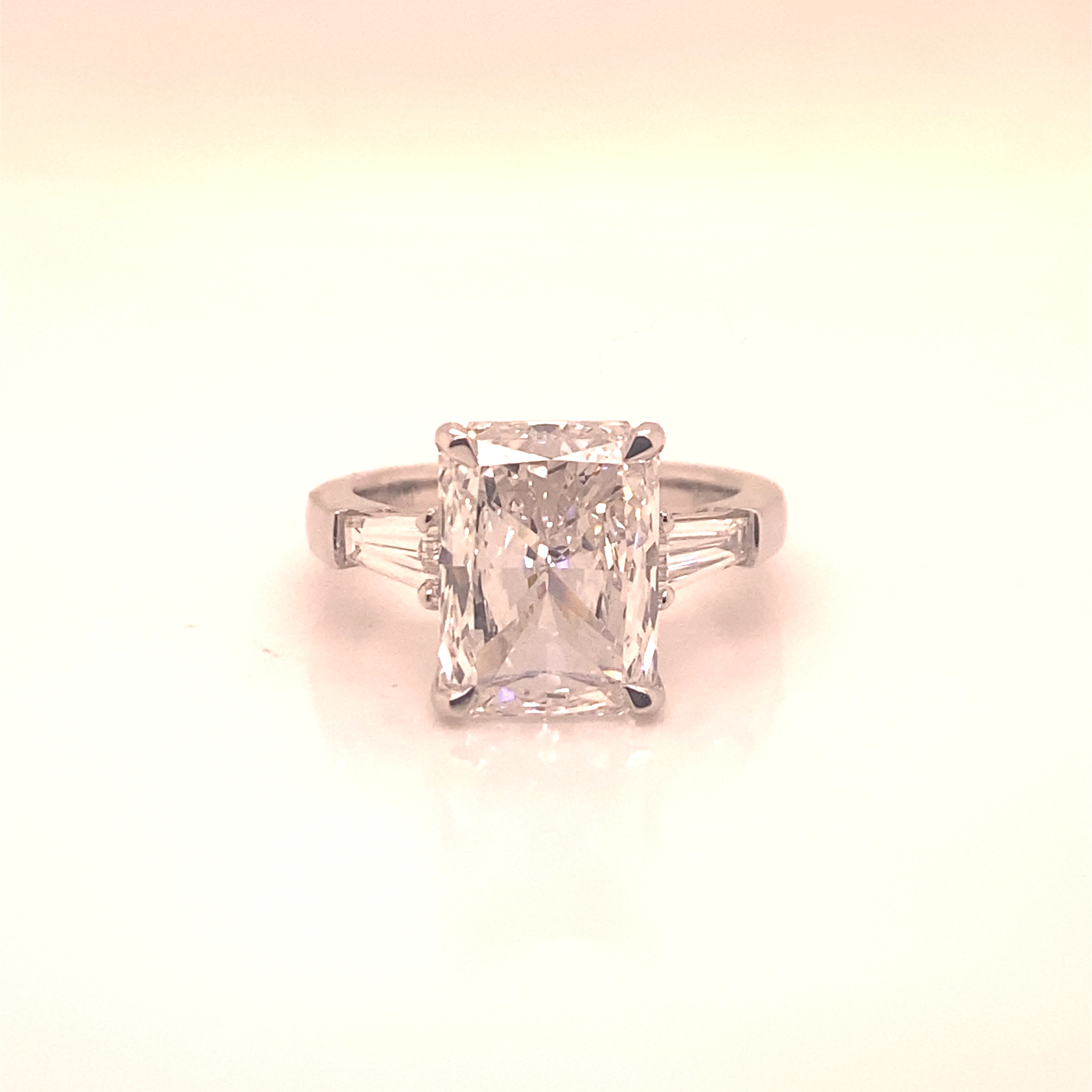 5 Carat Emerald Cut Lab Grown Diamond Engagement Ring.SideStones. IGI Certified