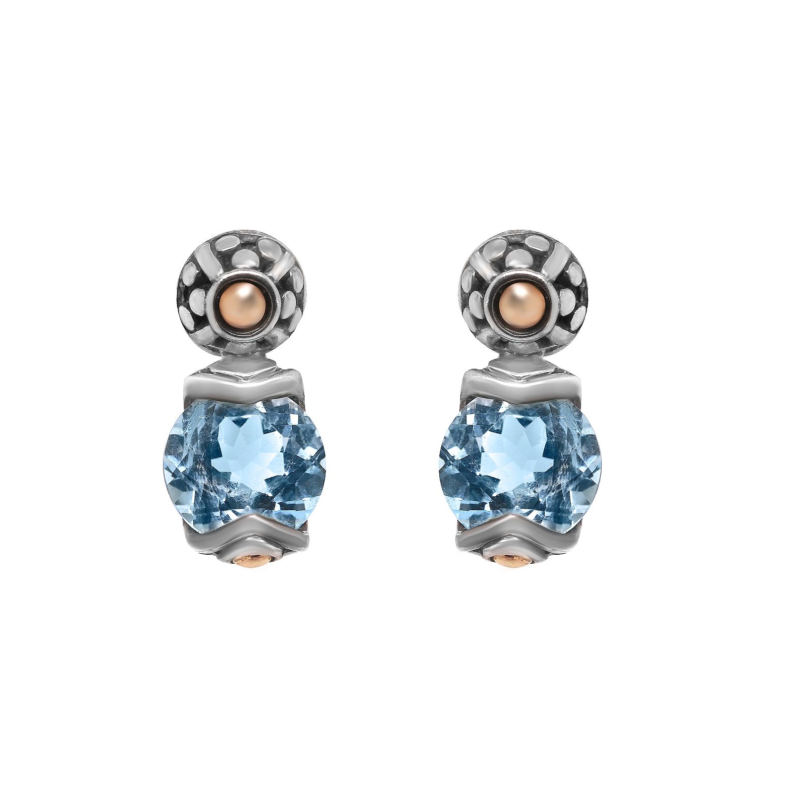 John Hardy Silver and Blue Topaz Earrings