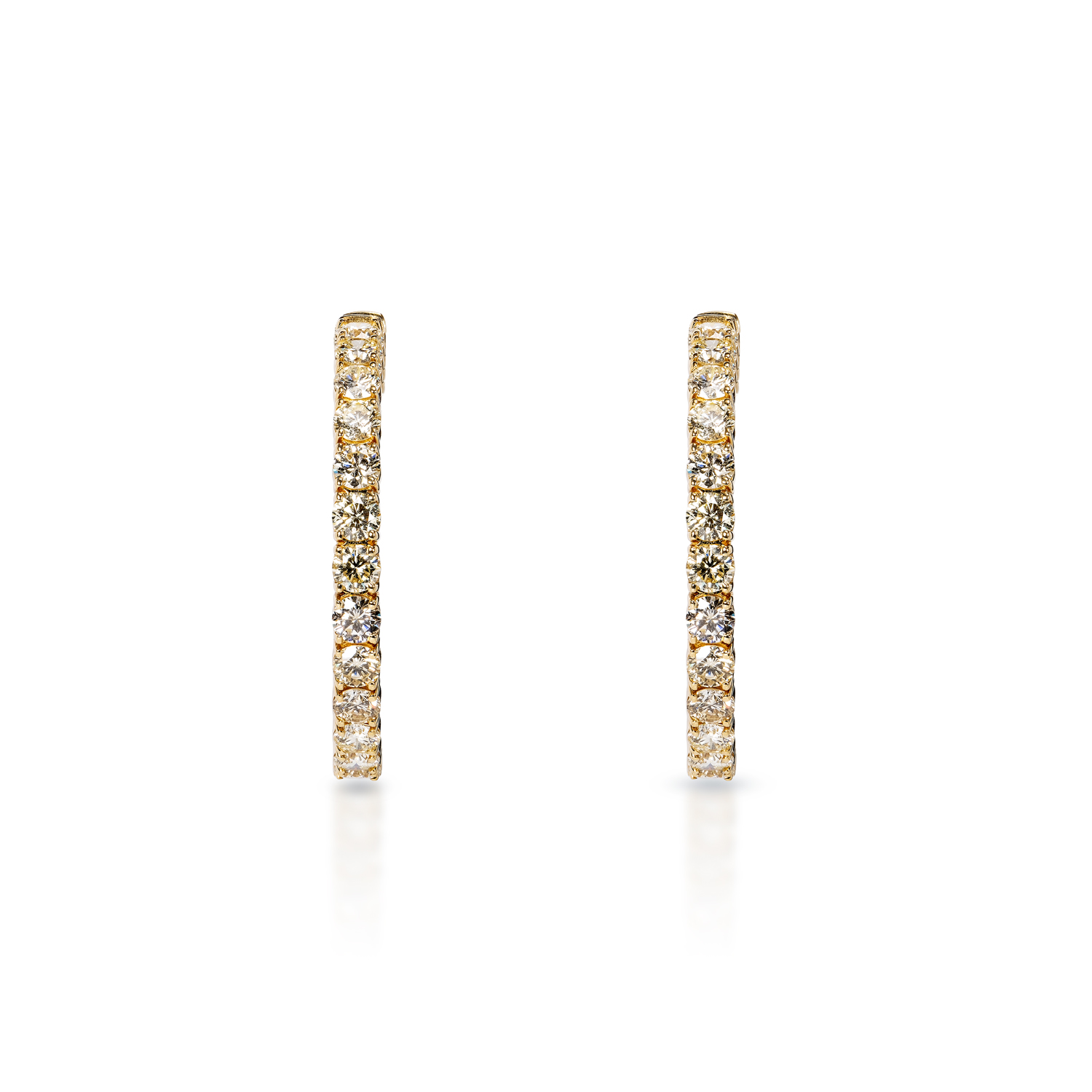 True 10 Carat Round Brilliant Diamond Hoop Earrings in 14k Yellow Gold
