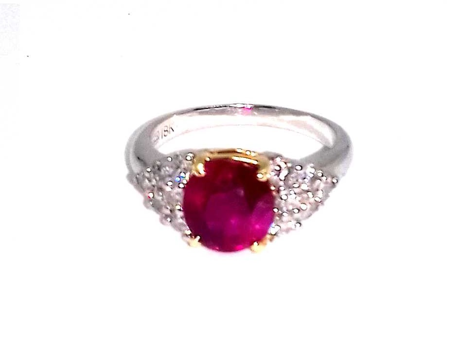 18K White Gold 3.05ct Ruby  0.75 ct Diamond Ring Size 7.5