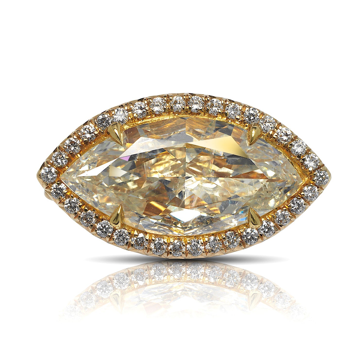 4 CARAT MARQUISE CUT LIGHT YELLOW  DIAMOND ENGAGEMENT RING 18K GOLD GIA CERTIFIED 3CT SI1 BY MIKE NEKTA