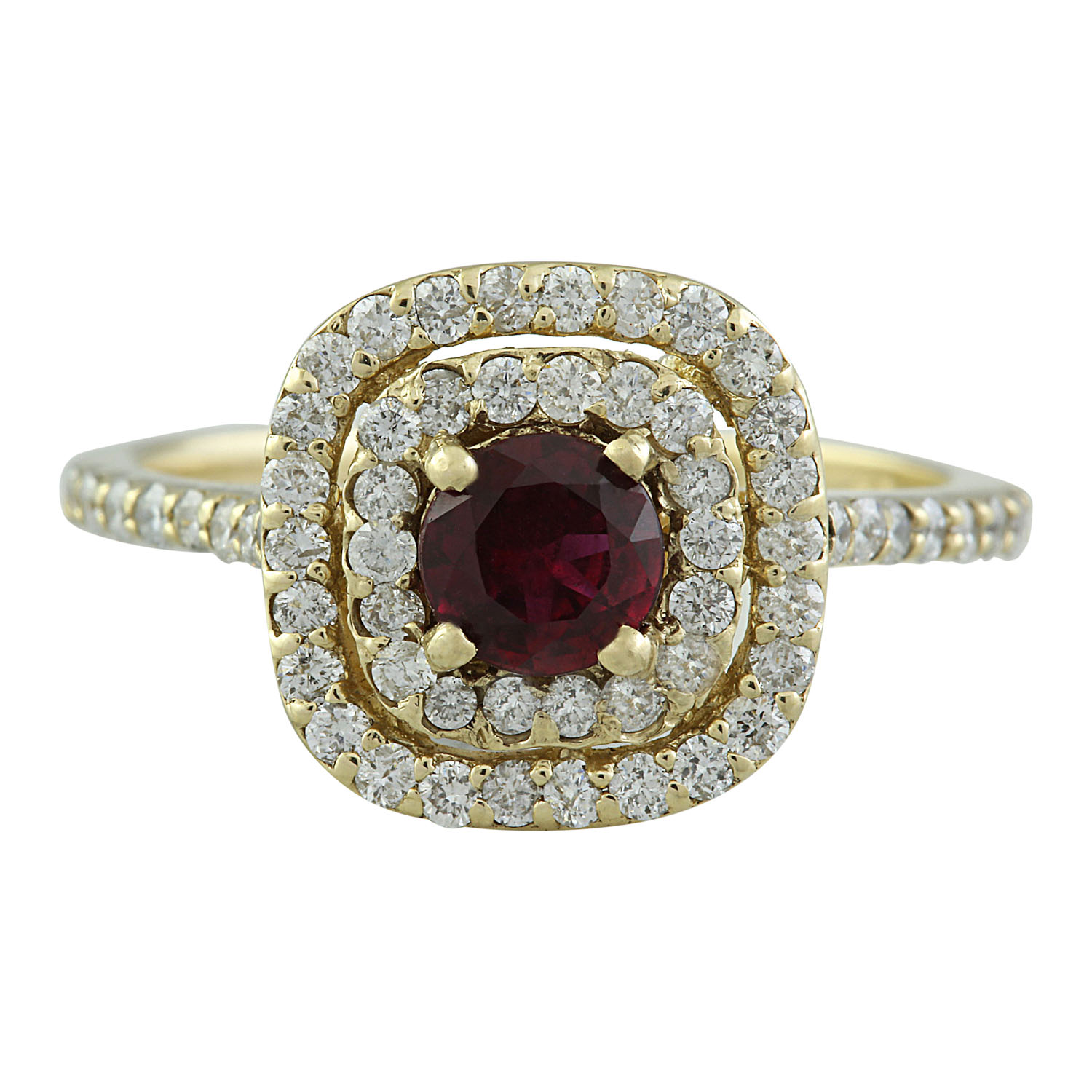 1.40 Carat Ruby 14K Yellow Gold Diamond Ring