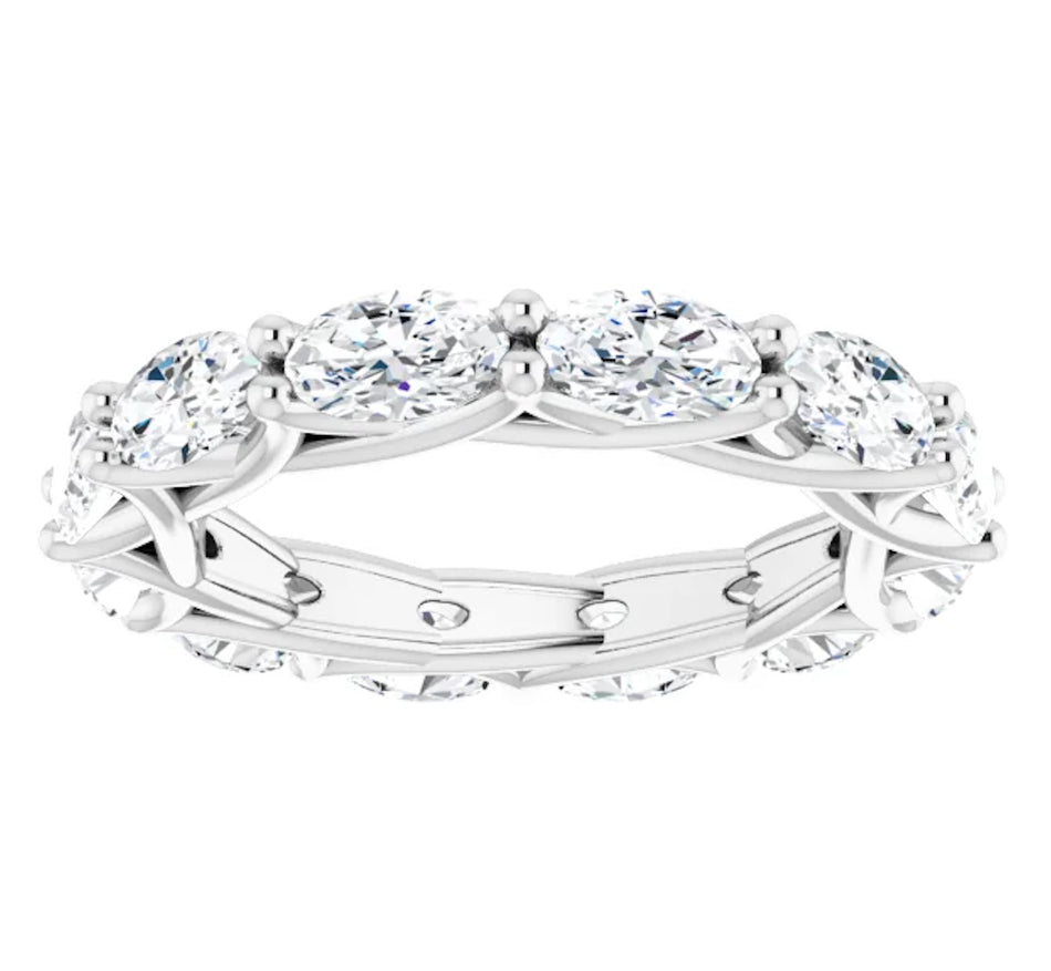 3 CARAT OVAL-CUT DIAMOND ETERNITY RING IN PLATINUM 20 POINTER G COLOR VS1 CLARITY SHARED PRONG BAND BY MIKE NEKTA NYC SIZE 4-9