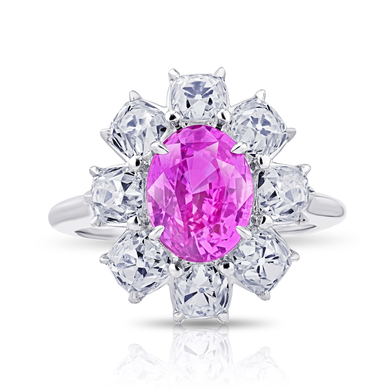 David Gross Oval Pink Sapphire and Diamond Ring