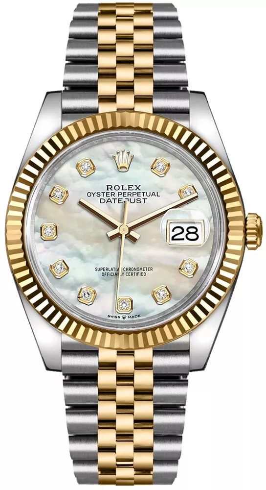 Rolex Datejust 36 White MOP Diamond Dial Two-Tone Unisex Watch