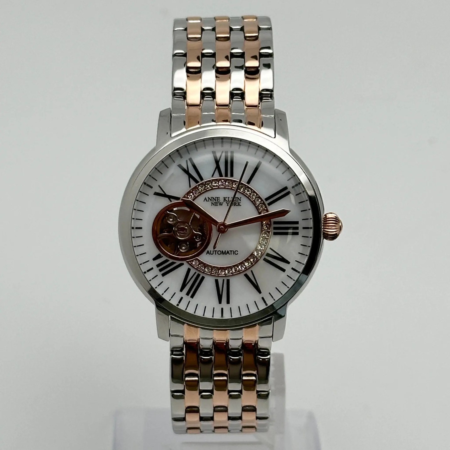 Anne Klein 36mm Steel Two Tone White Dial Automatic Ladies Watch