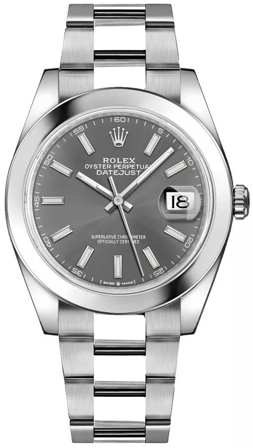 Rolex Datejust Steel Automatic Rhodium Gray Dial Mens Swiss Watch