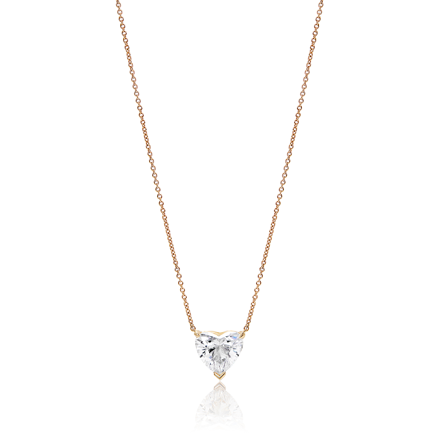 Angie Carat Heart Shape Diamond Necklace in 18K Yellow Gold For Ladies