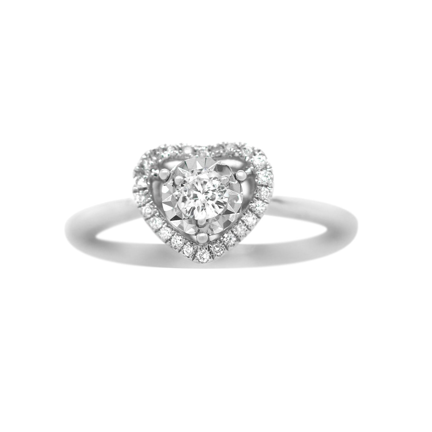 18k White Gold Diamond Heart Ring