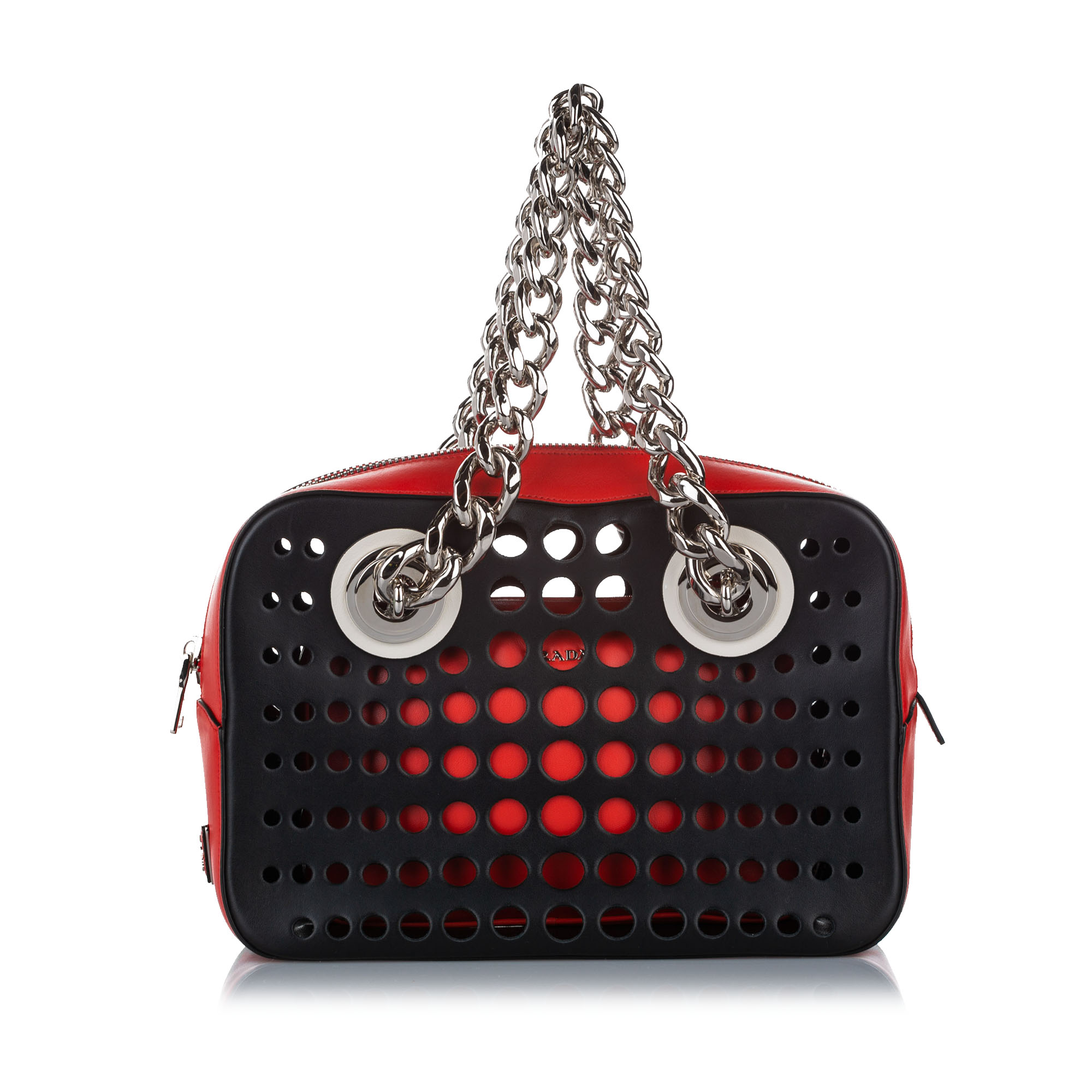 PRADAダイアグラムソフトカーフインプントゥーレチプリア Prada City Fori Perforated Handbag