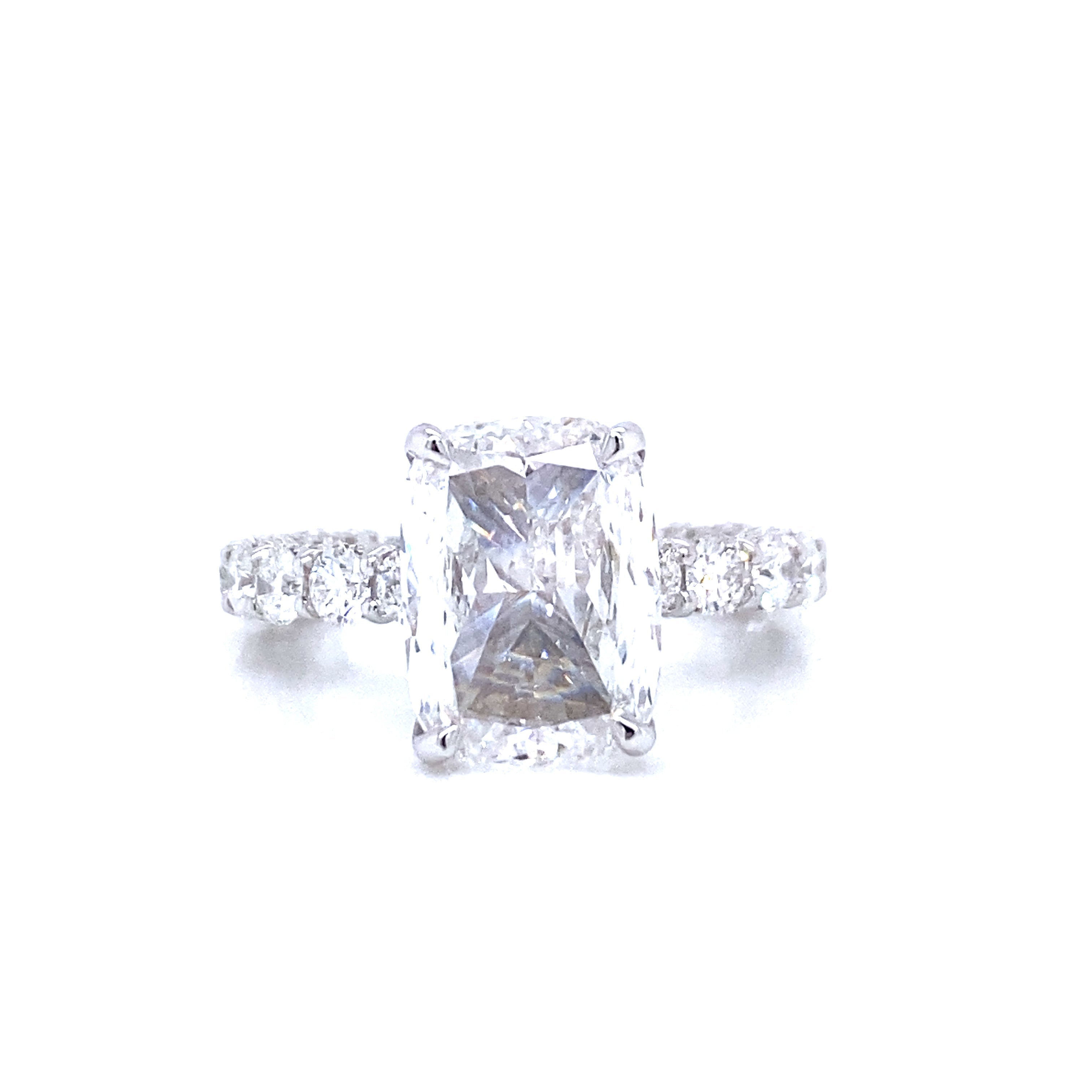 True 7 Carat Cushion Cut Lab Grown Diamond Engagement Ring Eternity IGI Certified