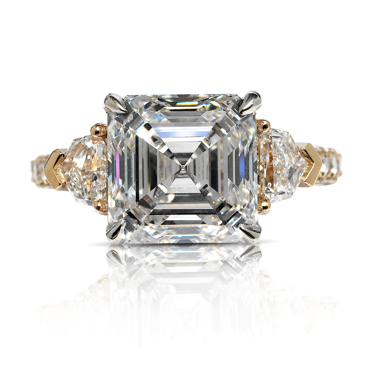 8 CARAT ASSCHER CUT I COLOR INTERNALLY FLAWLESS CLARITY DIAMOND ENGAGEMENT RING 18K ROSE GOLD GIA CERTIFIED 5 CT I IF BY MIKE NEKTA