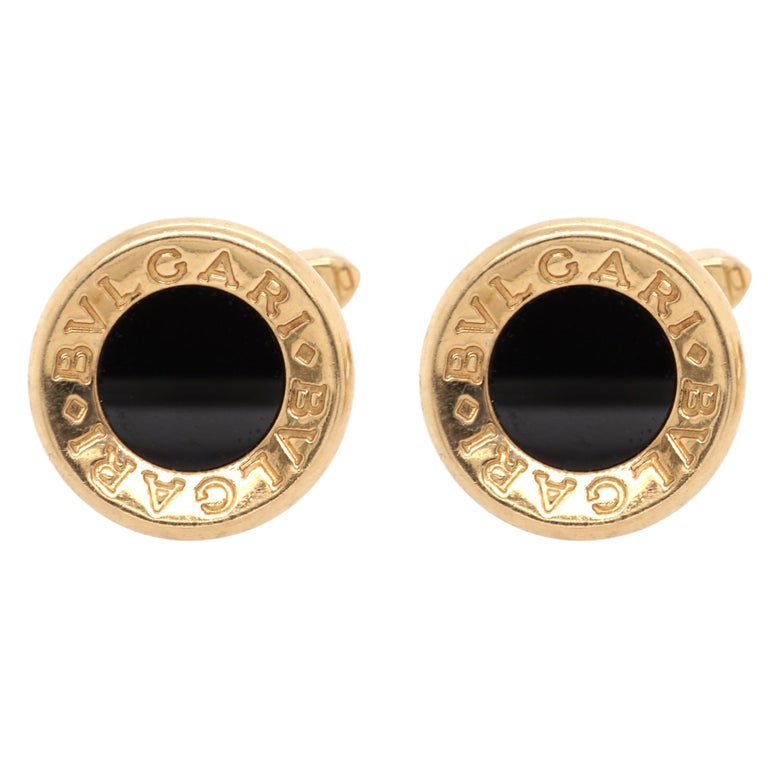 Bulgari 18 Karat Gold and Onyx Cufflinks