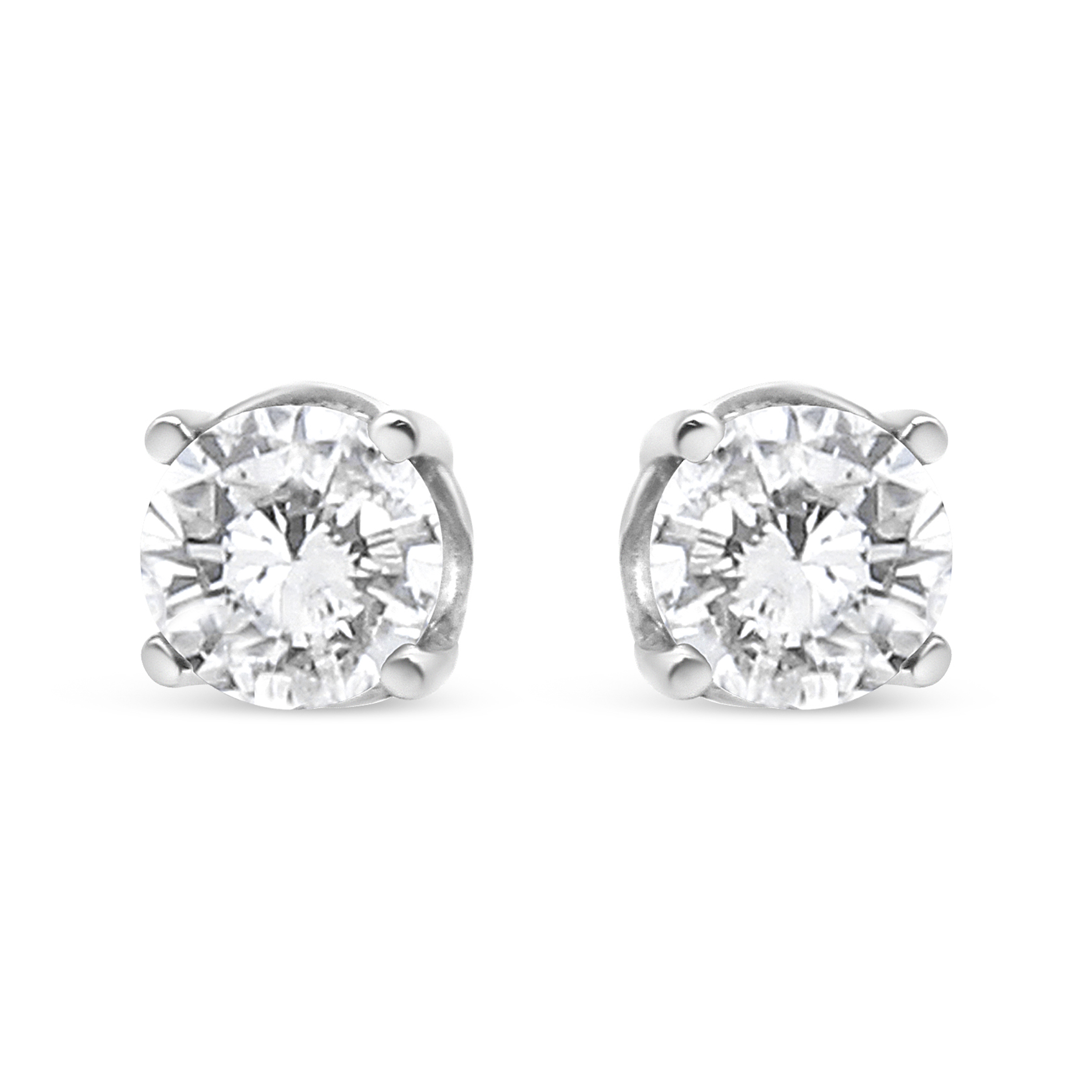 True 14K White Gold 3/4 Cttw Lab Grown Diamond 4-Prong Classic Stud Earrings (F-G Color, VS2-SI1 Clarity)