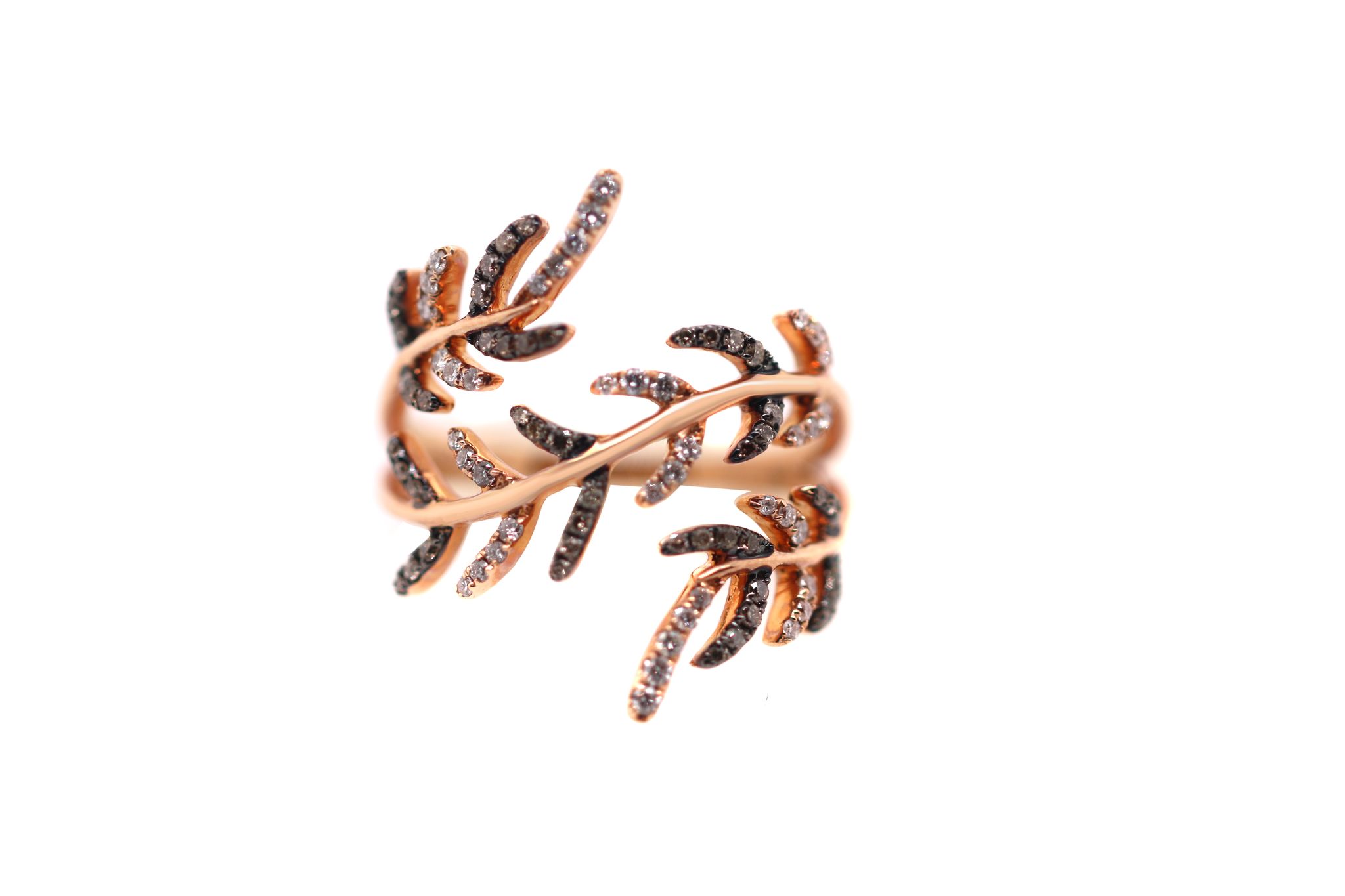 18k Rose Gold Brown and White Diamond Cocktail Ring