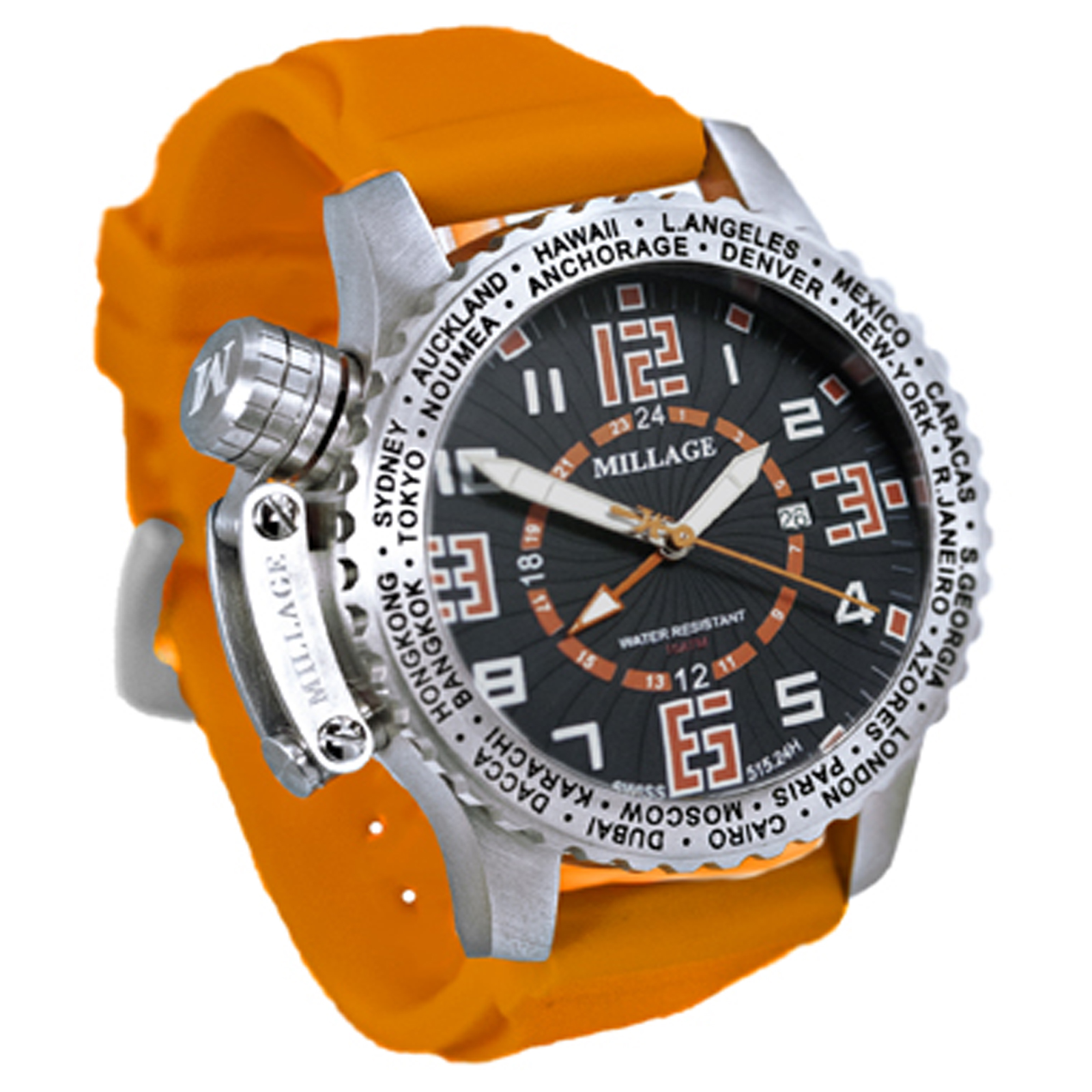 M3726SLS-ORANGE-BLACK / ORANGE/MILLAGE WATCHES