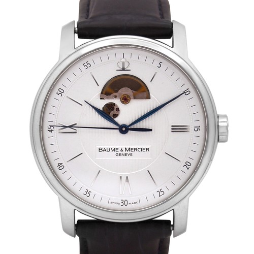 Baume  Mercier Classima Xl 65558 Auto 42mm White Dial Black Leather Open Heart