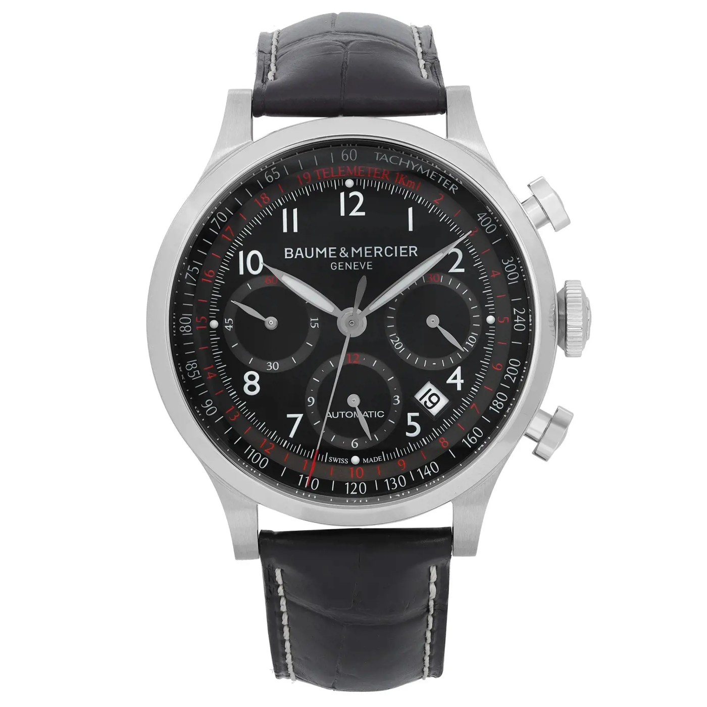 Baume et Mercier Capeland Chronograph Steel Black Dial Automatic Watch