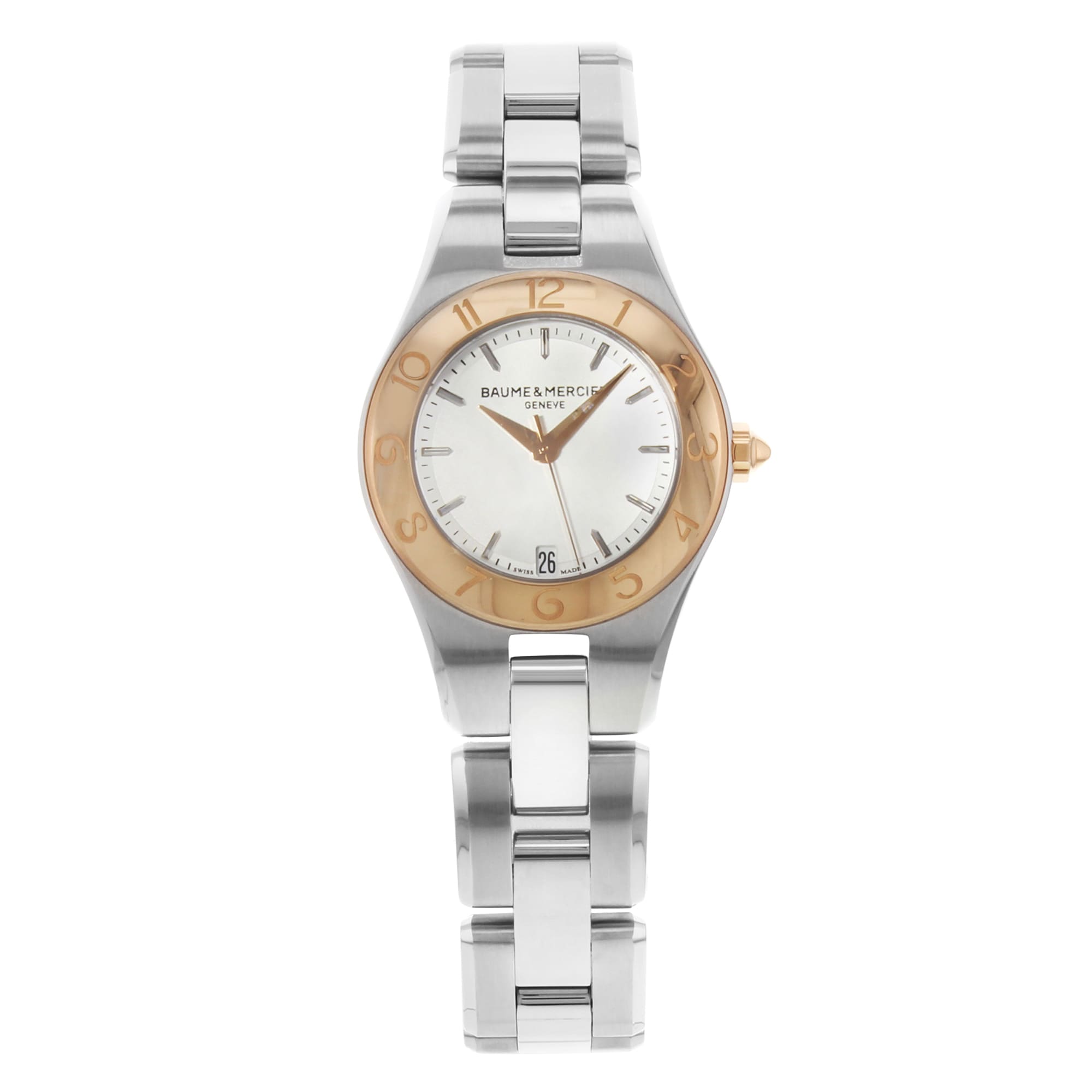 Baume et Mercier Linea Steel Gold Plated Silver Dial Quartz Ladies 