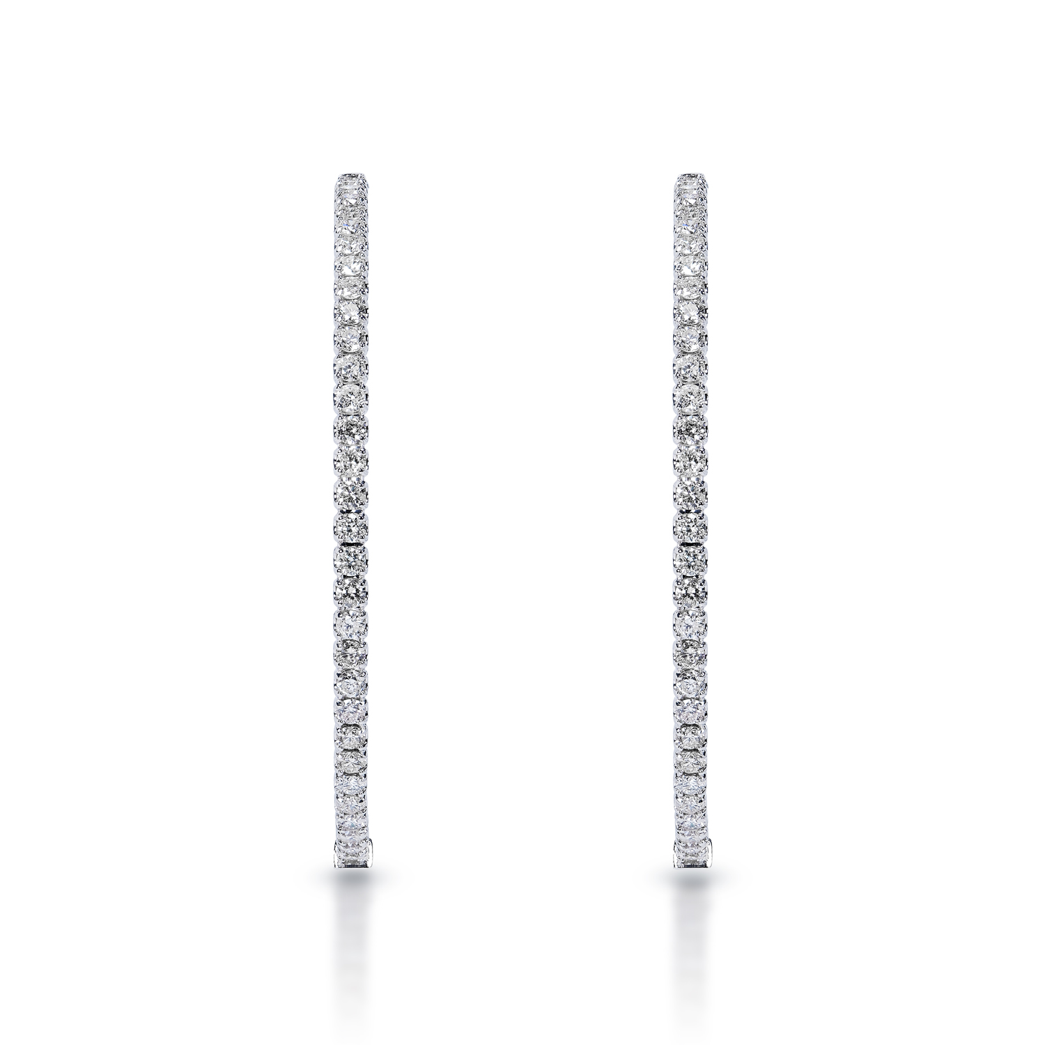 True 3.25 Carat Round Brilliant Diamond Hoop Earrings in 14k White Gold