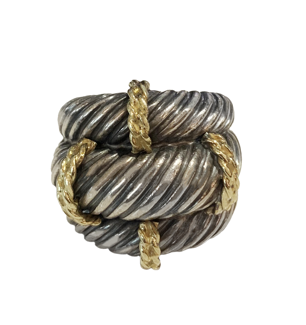 David Yurman Sterling 14K Gold Large Cable Ring