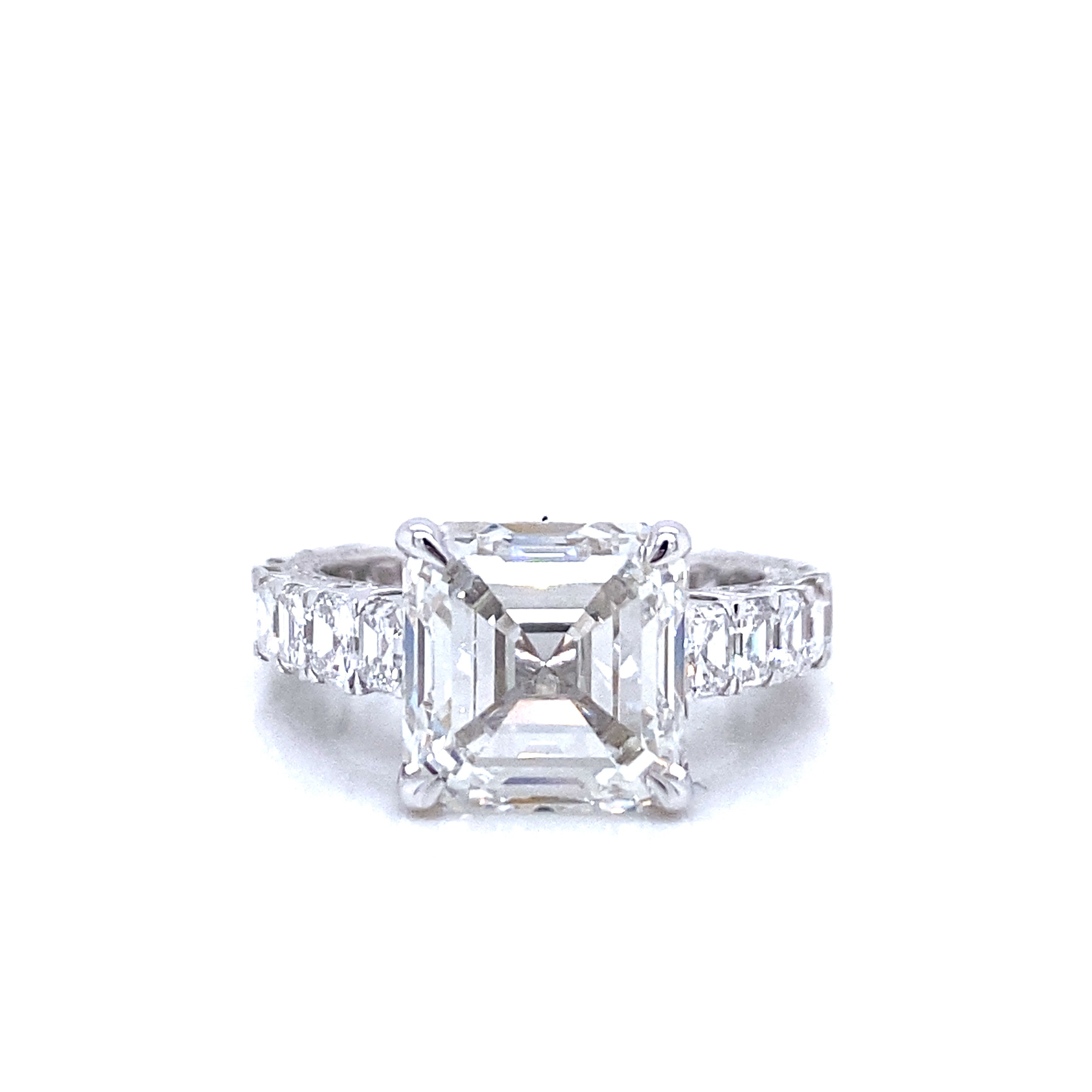 True 9 Carat Asscher Cut Lab Grown Diamond Engagement Ring. IGI Certified Eternity Band