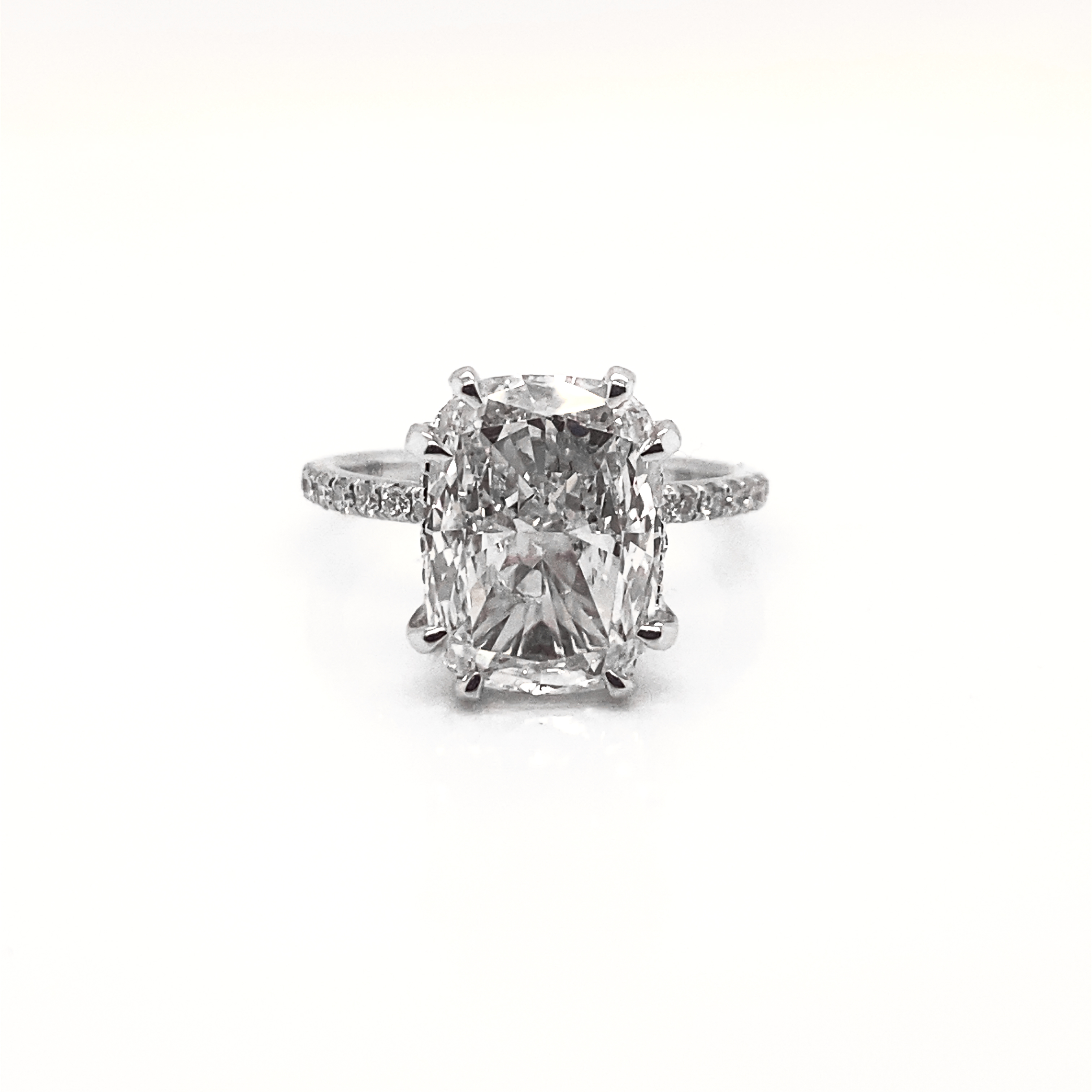 3 Carat Emerald Cut Lab Grown Diamond Engagement Ring.SideStones. IGI Certified