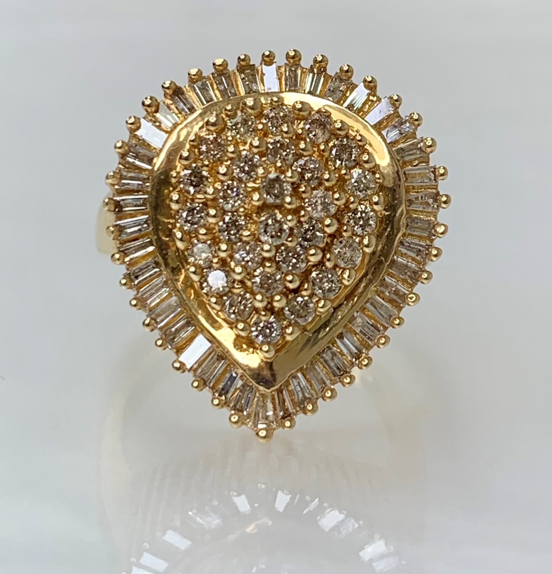 14K Yellow Gold Pear Shape Yellow Gold Diamond Ring