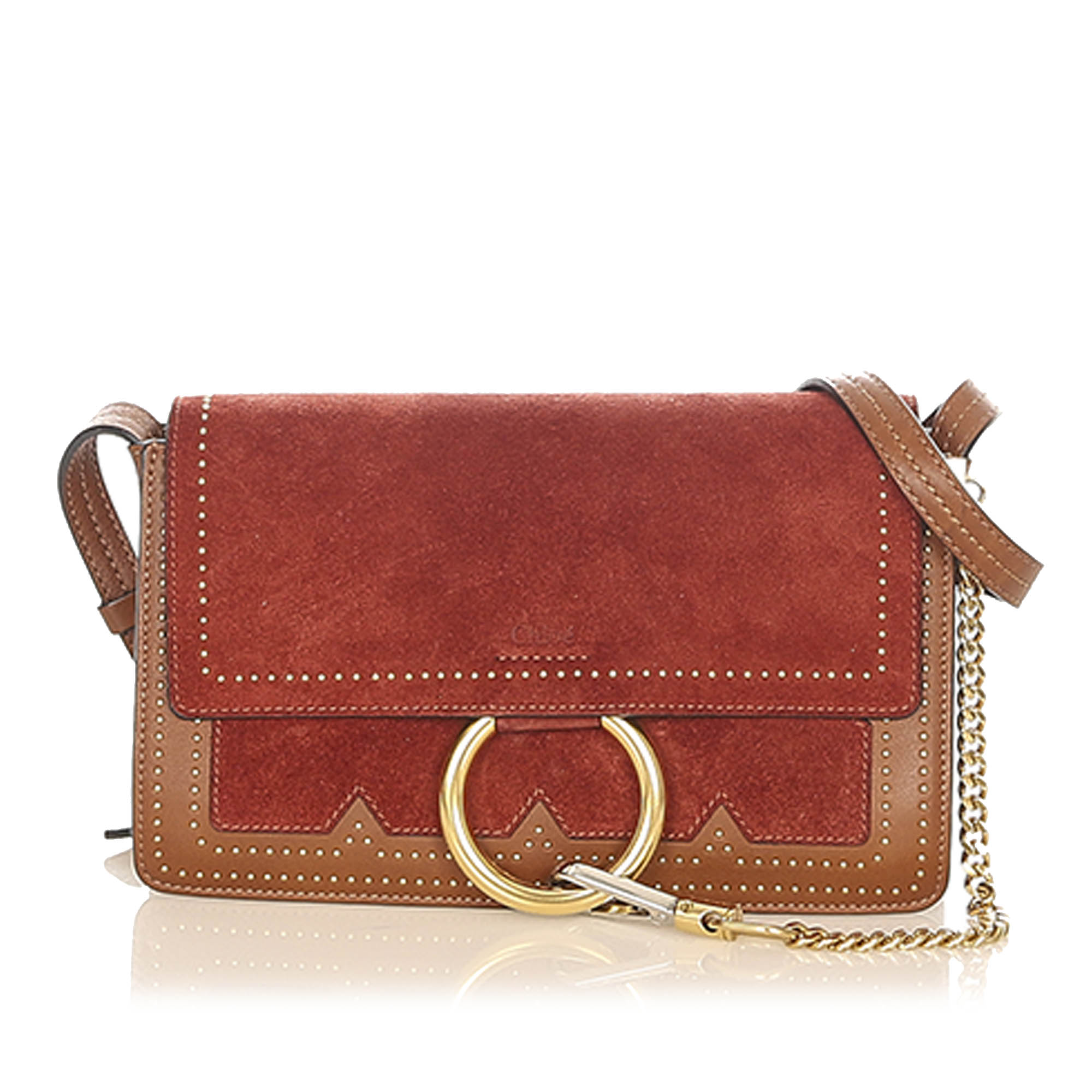Chloe Studded Faye Suede Crossbody Bag