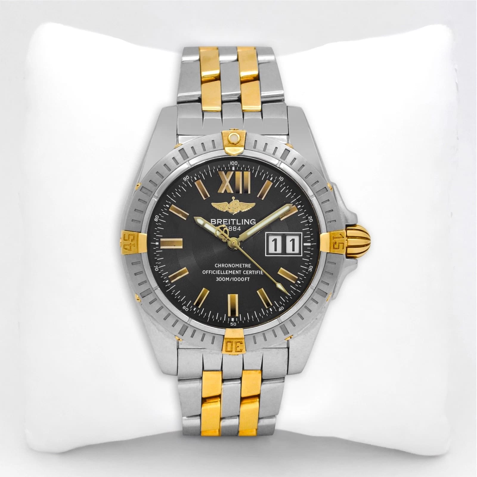Breitling Cockpit B49350 Auto 41mm Black Dial 18k YG TT Bezel/Band Steel Watch