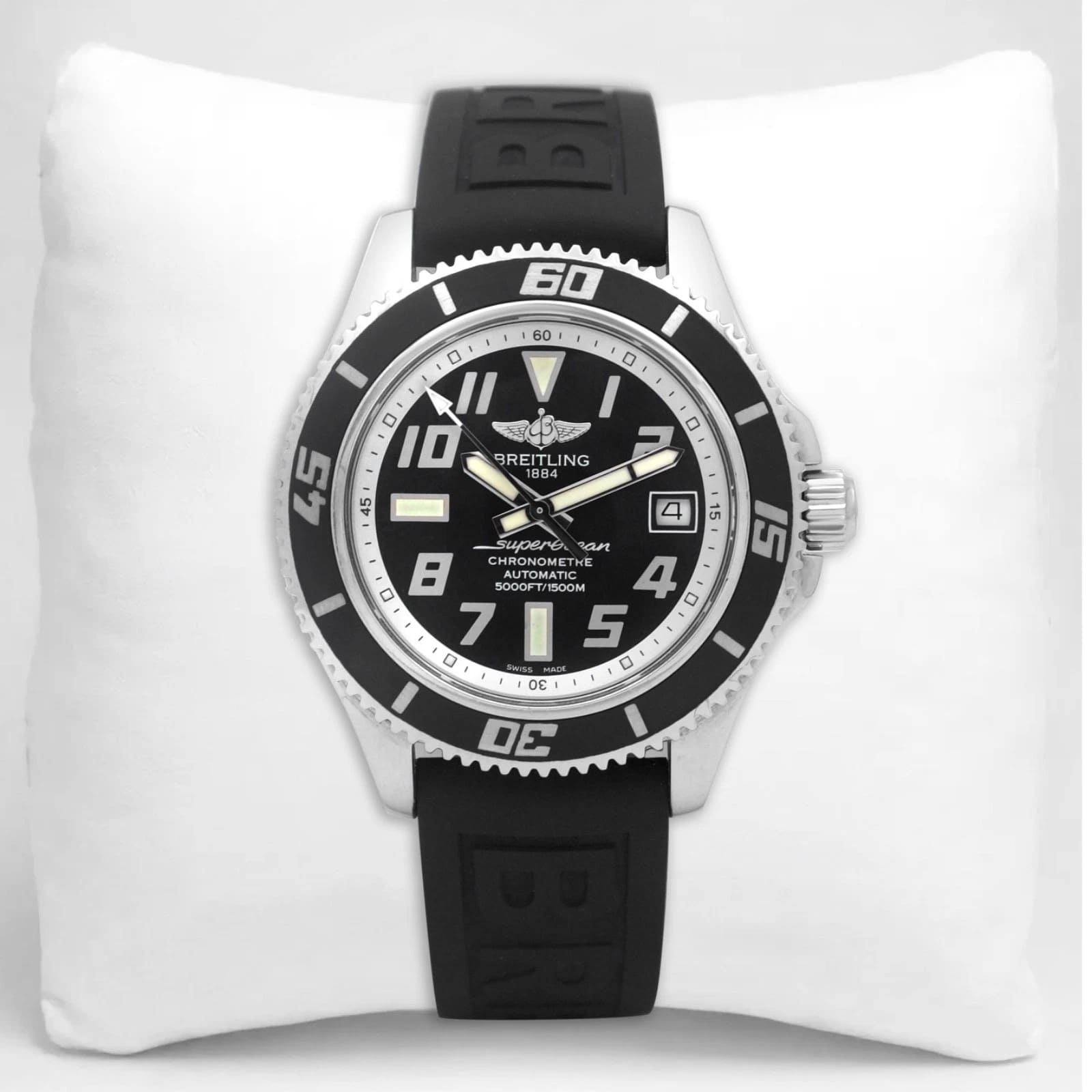 Breitling Superocean 42mm Auto A17364 Black Dial/Bezel/band Steel Case/Buckle .P