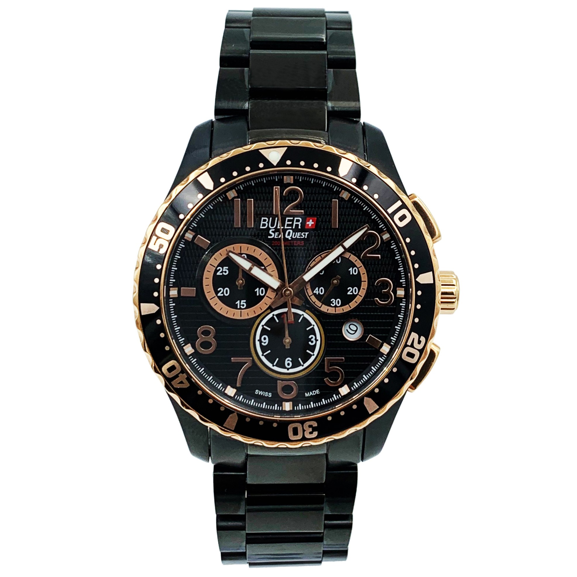 Buler Sea Quest Chronograph Black Stainless Steel Bracelet Watch