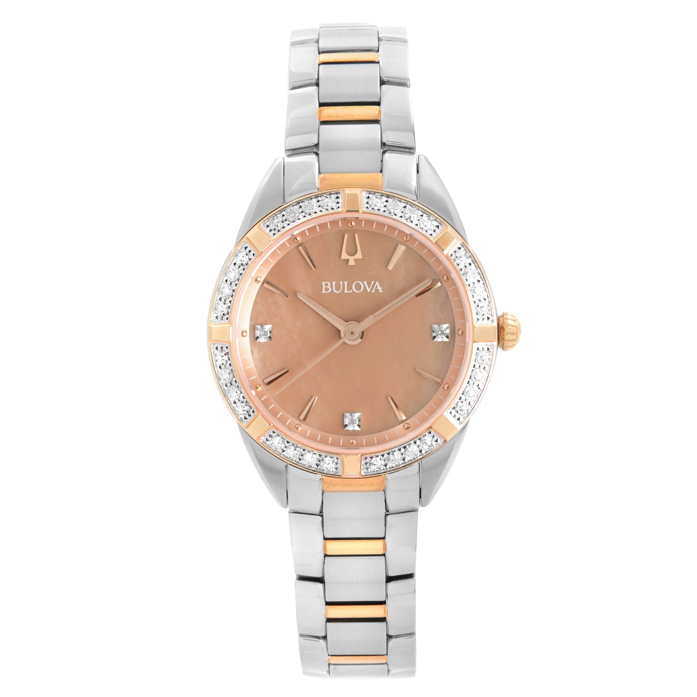 Bulova Classic Sutton Diamonds Steel Bronze MOP Dial Quartz Ladies Watch