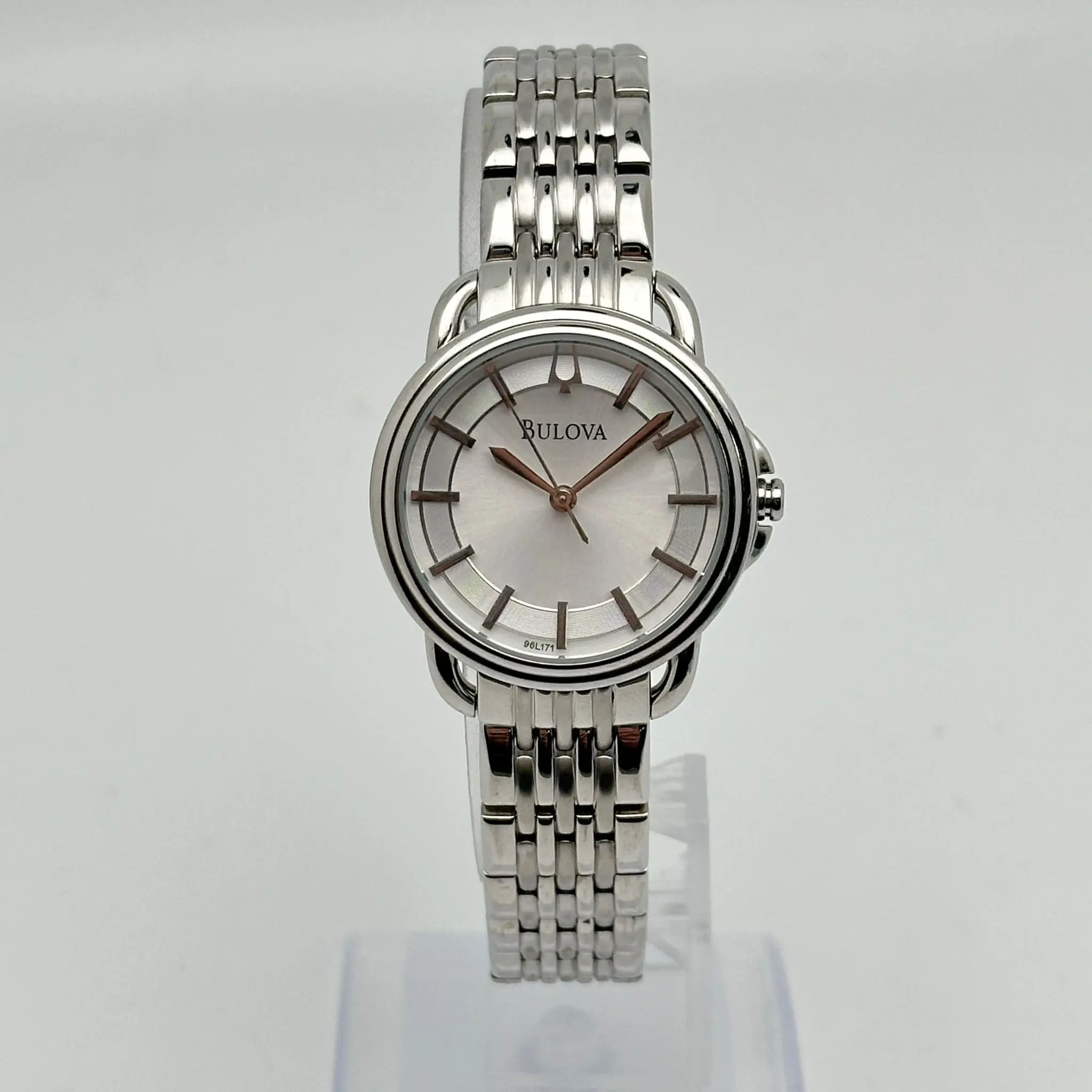 Bulova Dress Silver Sticks Dial Stainless Steel Quartz Ladies Watch 