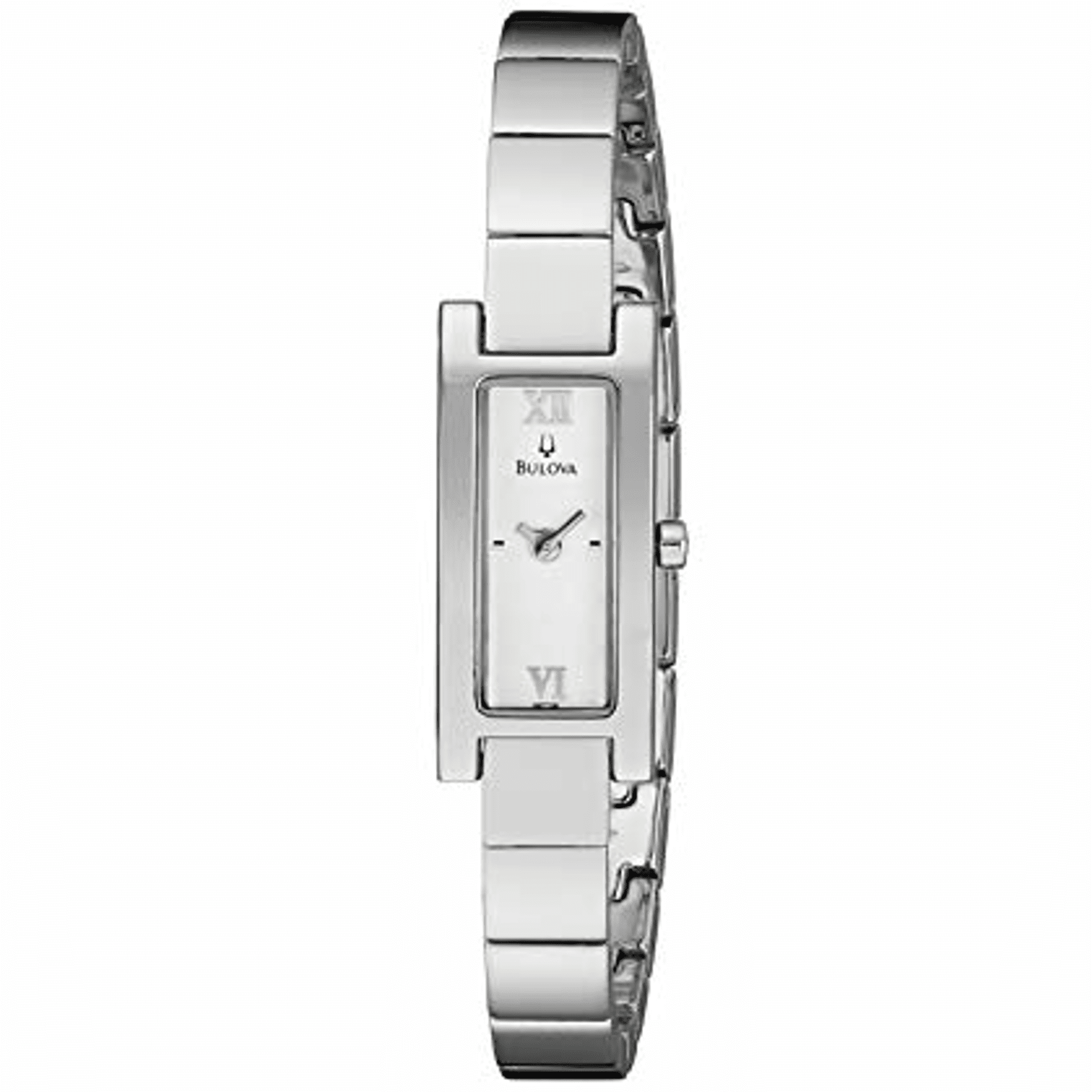 Bulova Steel Silver Roman Rectangle Dial Quartz Ladies Watch 