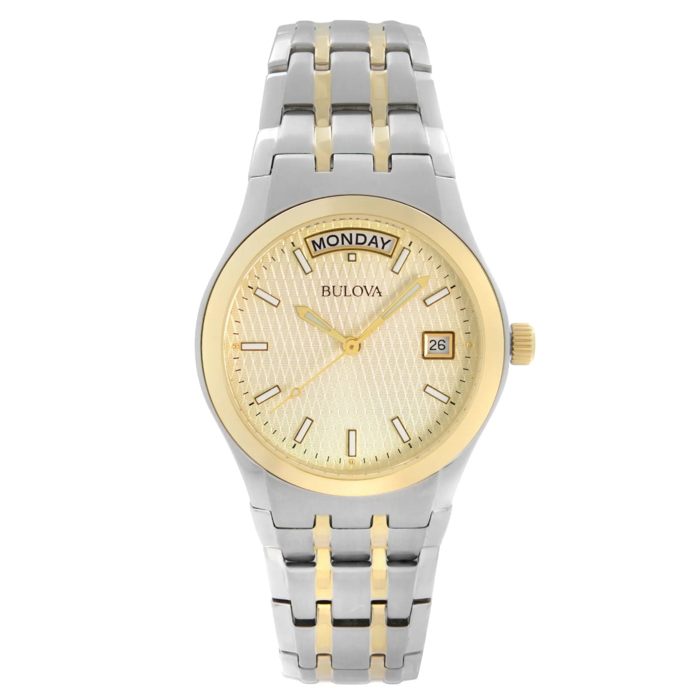 Bulova Two-Tone Steel Day-Date Champagne Dial Mens Watch
