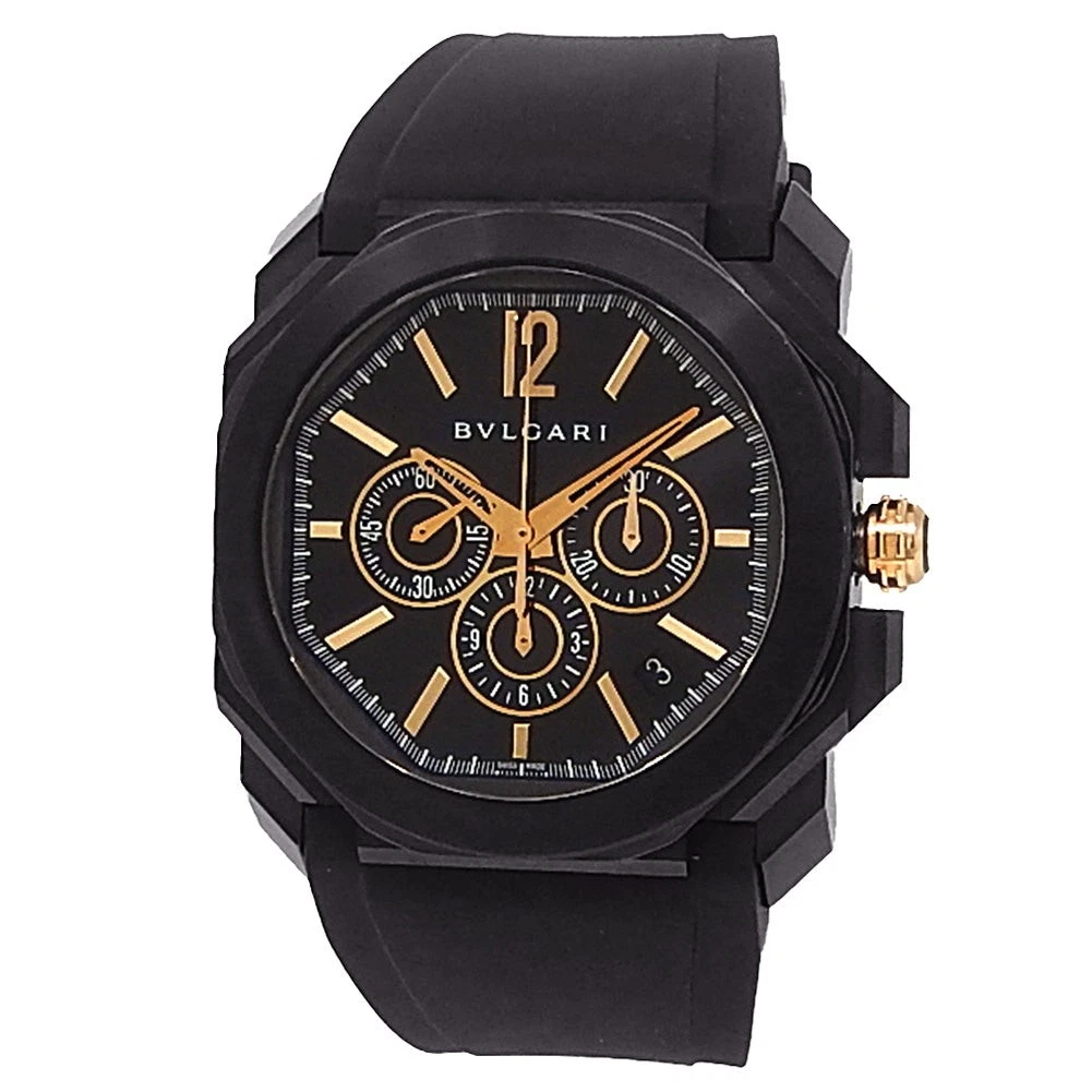 Bvlgari Octo Chronograph Black DLC Stainless Steel Auto Black Men's Watch 102630