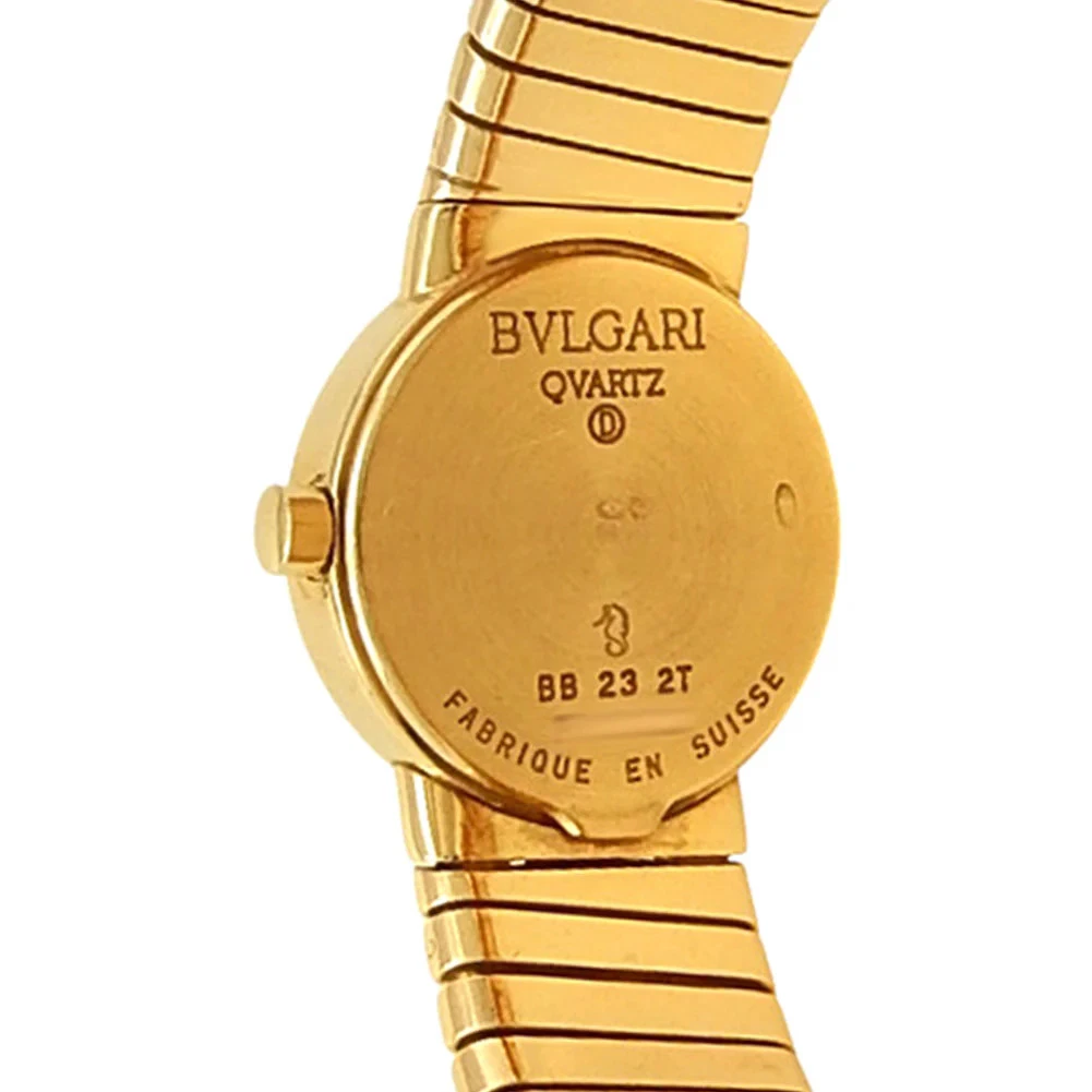Bvlgari Tubogas 23mm 18k Yellow Gold Black Dial Ladies Watch