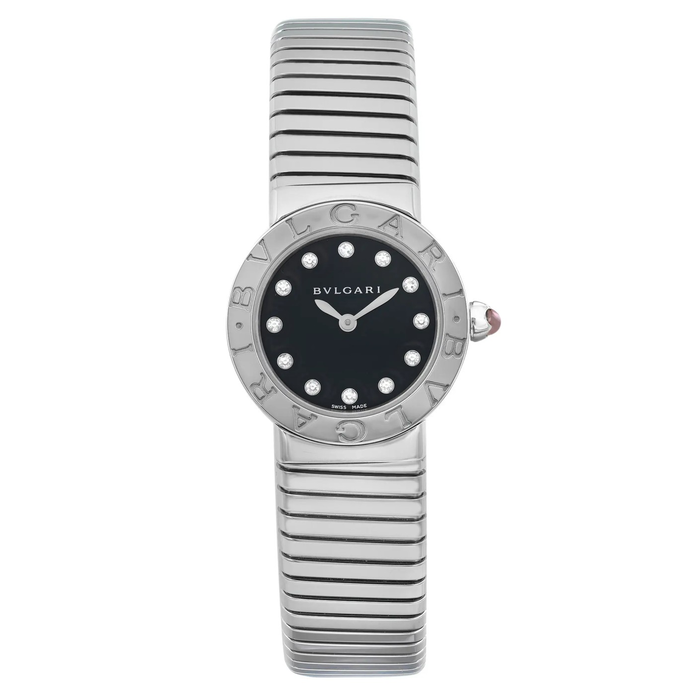Bvlgari Bulgari 26mm Steel Diamond Black Dial Ladies Quartz Watch